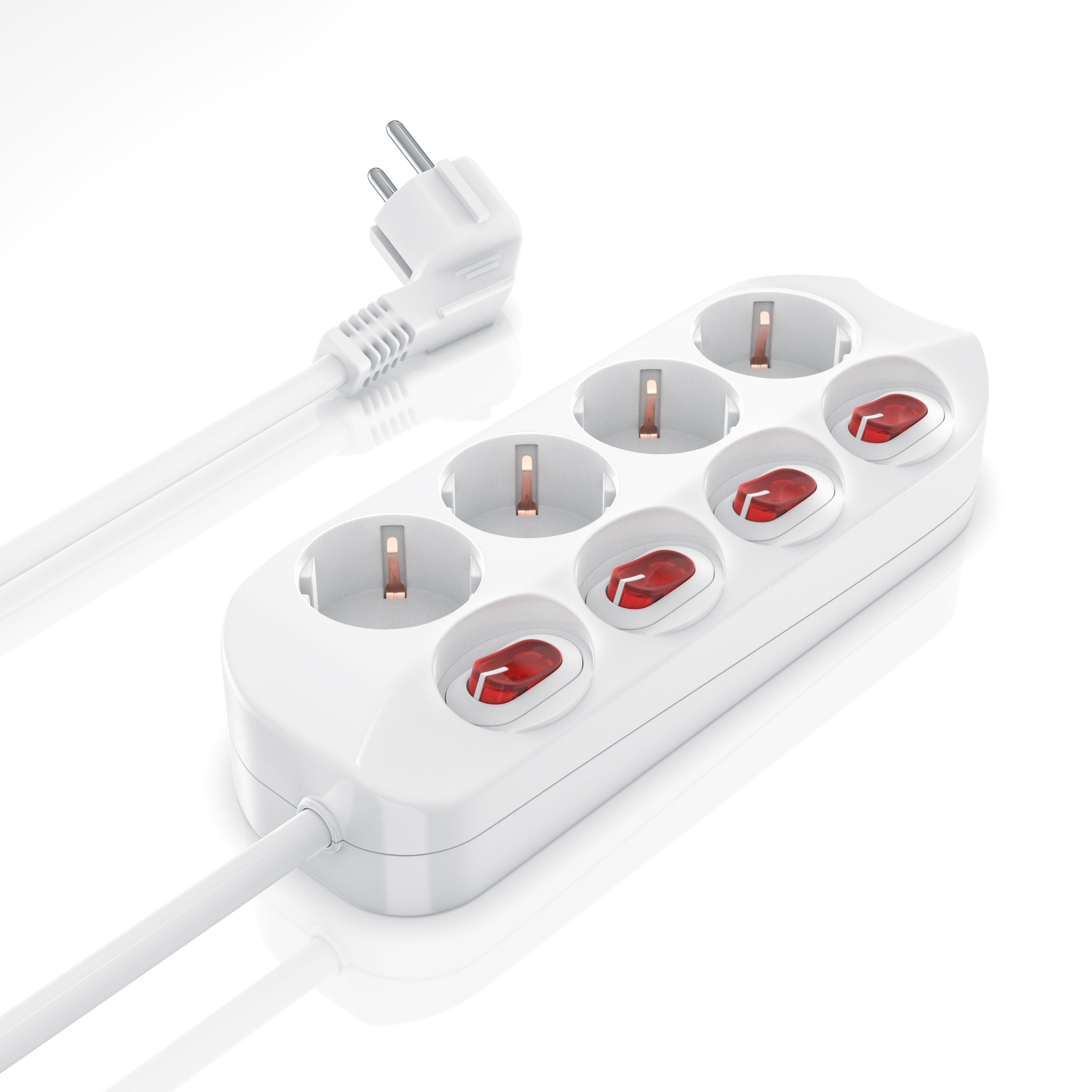 BEARWARE Steckdosenleiste 4-fach (mit Ein Aus Schalter für jede Dose, Schutzkontaktstecker, Kindersicherung, Kabellänge 1,5 m), Steckdosenleiste - max. 3680W
