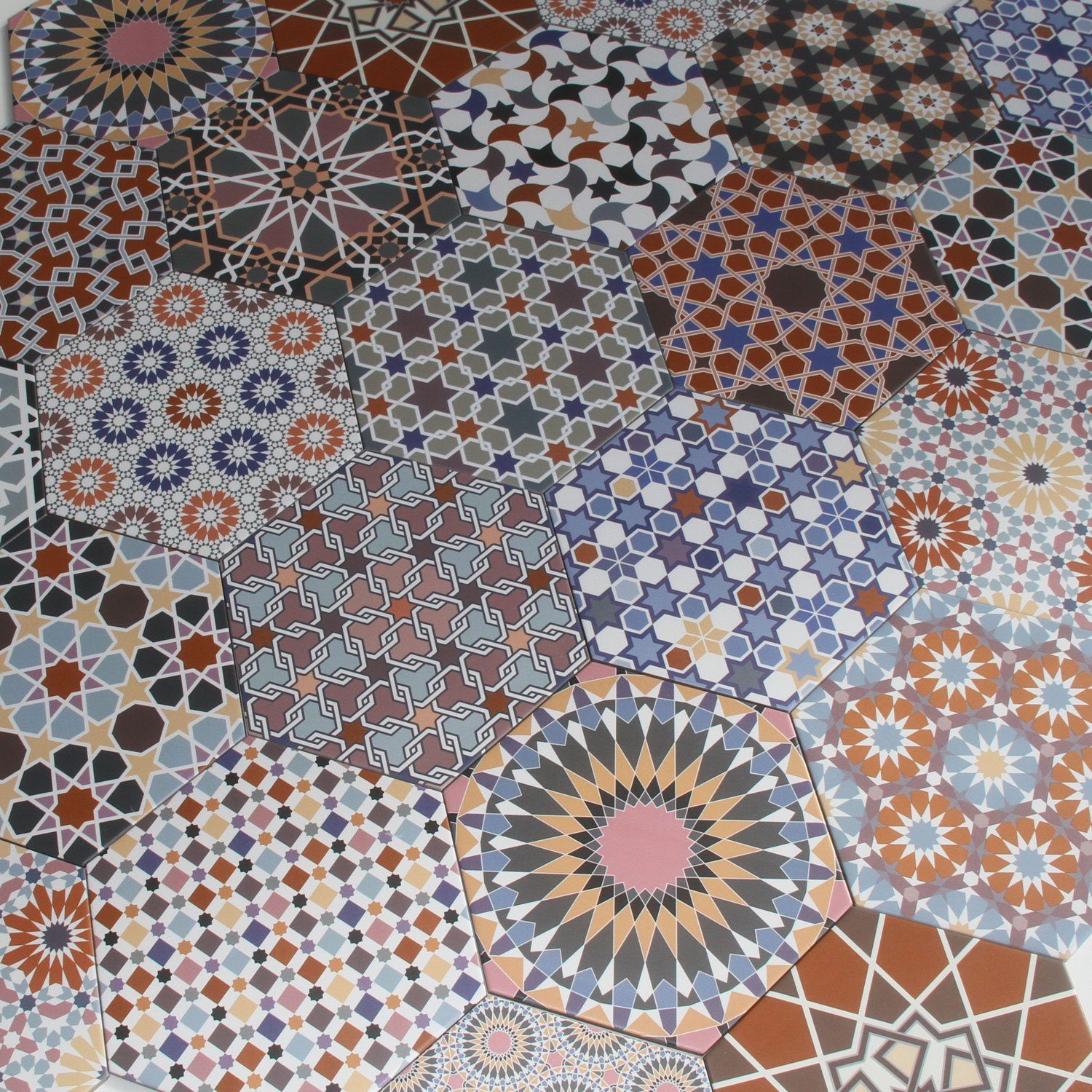 Casa Moro Feinsteinzeug Bodenfliese Marokkanische Keramikfliesen Chakib Patchwork 32,8x28,5 cm FL6020, Mehrfarbig, Patchwork | Fliesen