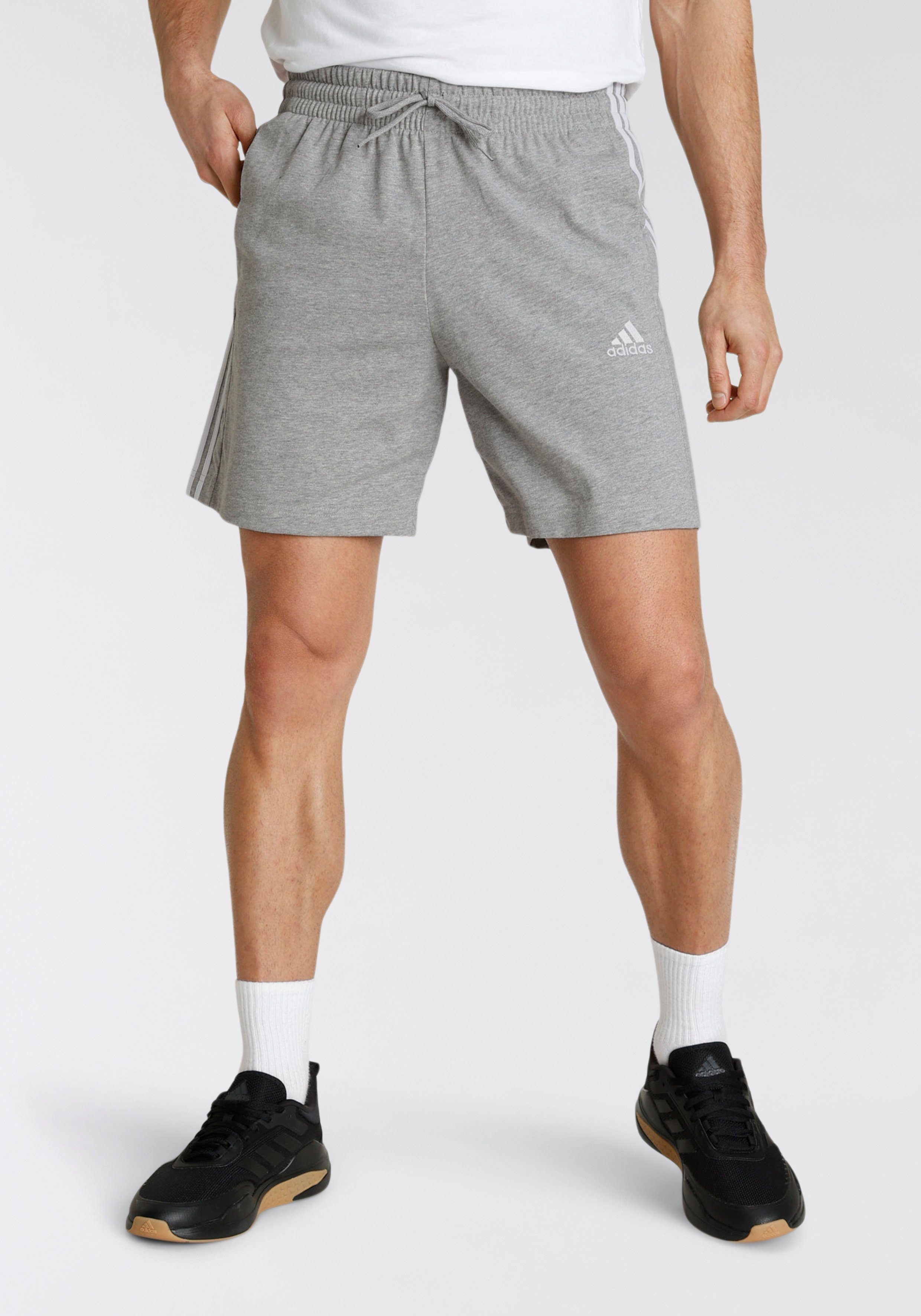 adidas Sportswear Shorts M Medium White SHO Heather 3S SJ / (1-tlg) Grey 7