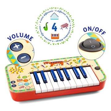 DJECO Synthesizer Animambo Instrument Synthesizer Holz Keyboard Kinder DJ06023