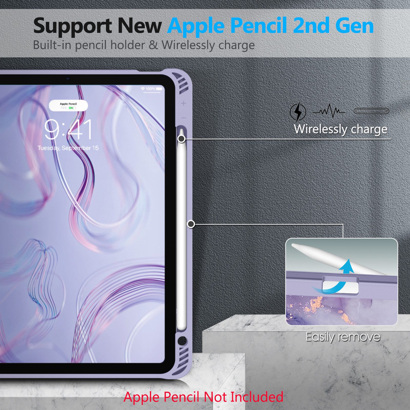 Fintie Tablet-Hülle für iPad Air 11'' M4/M3/M2(2026/2025/2024), iPad Air 5/4 Gen 2022/2020 10,9 Zoll, mit Stifthalter, Soft TPU Rückseite Abdeckung Hülle Intelligent Case