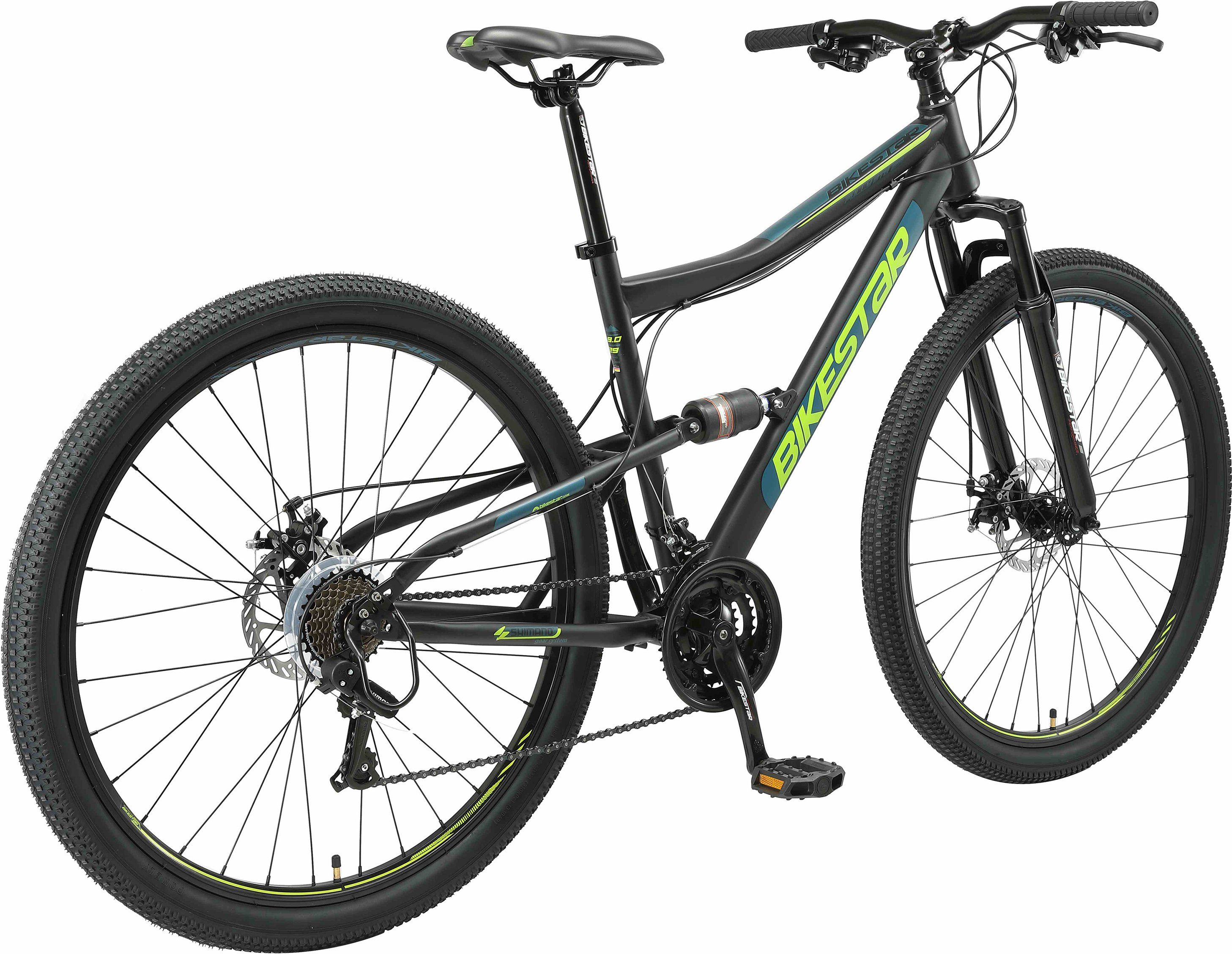 Bikestar Mountainbike, 21 Gang Shimano RD-TY300 Schaltwerk, Kettenschaltung, für Damen und Herren, Kettenschaltung