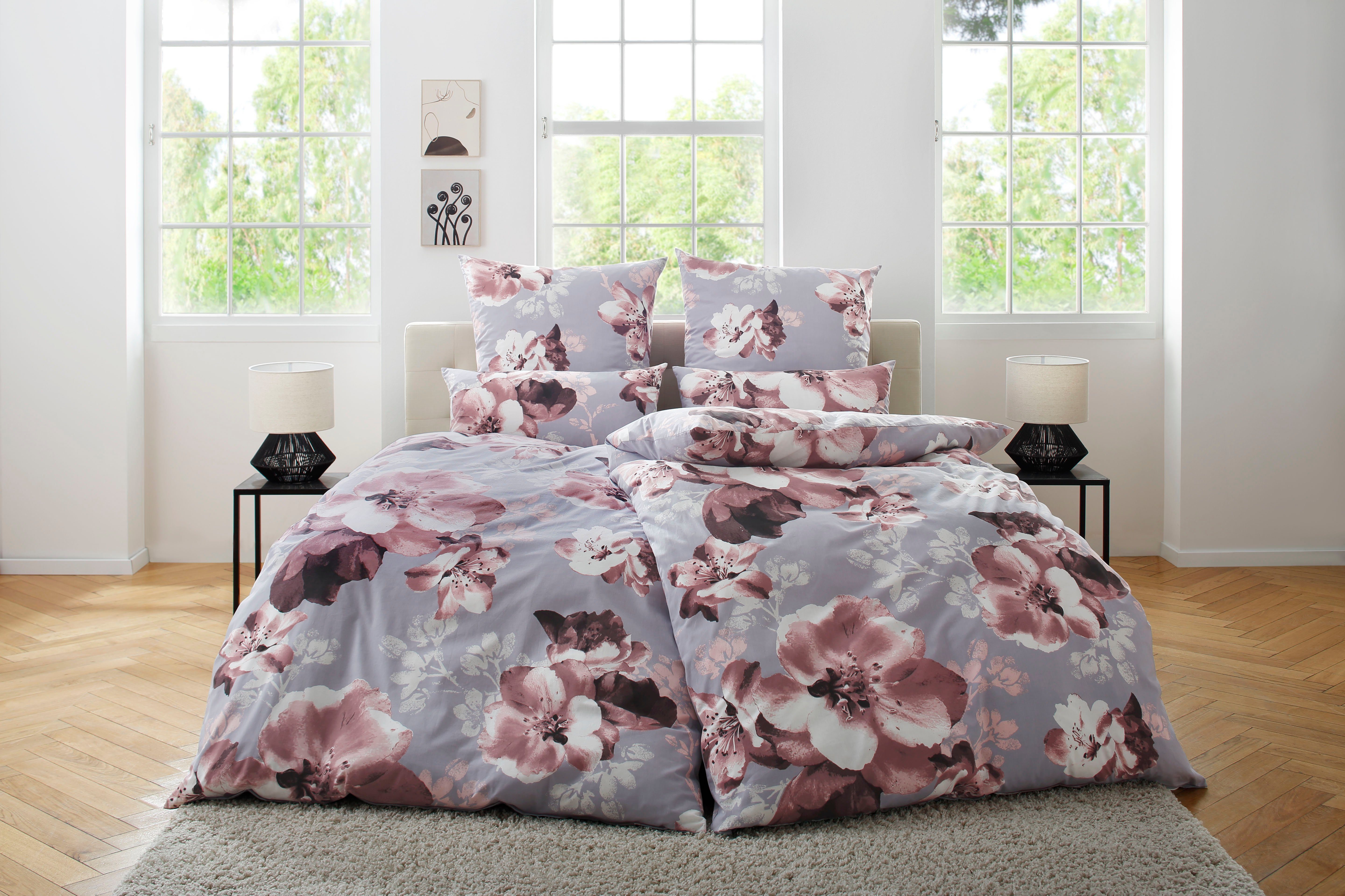 OTTO home Bettwäsche MELINA, Renforcé, 2 teilig, florale Bettwäsche mit Reißverschluss, ab Gr. 135x200 cm
