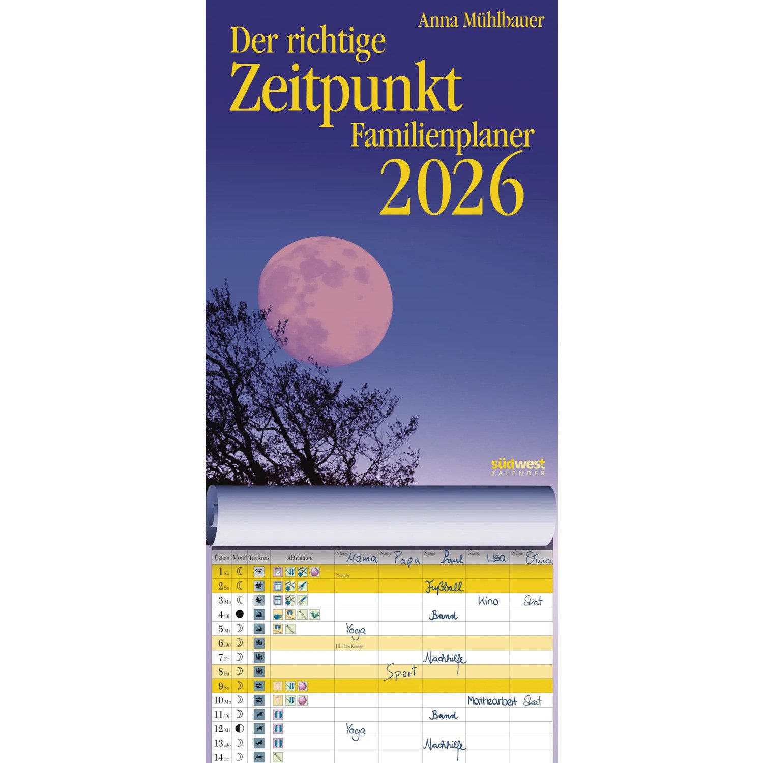 Südwest-Verlag Wandkalender Der richtige Zeitpunkt Familienplaner 2026 - Monats-Wandkalender...