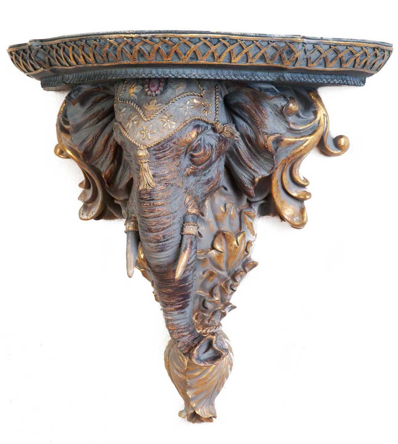 Stil Elefant Ablage antik Wandkonsole Regal Wandregal Konsole im Konsole Aubaho Afrik