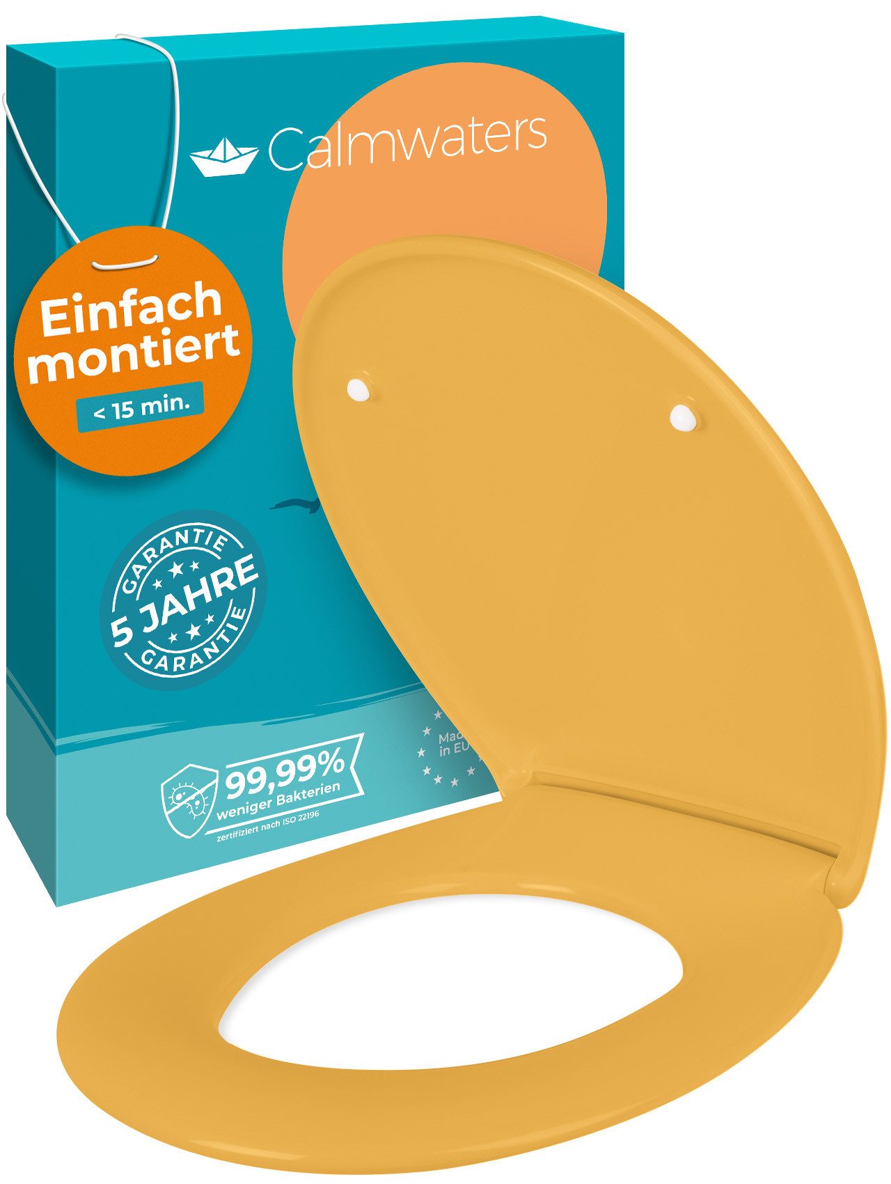 Calmwaters WC-Sitz Original, Premium, Made in EU, Absenkautomatik, bis 250 kg, Abnehmbar, 26LP6229