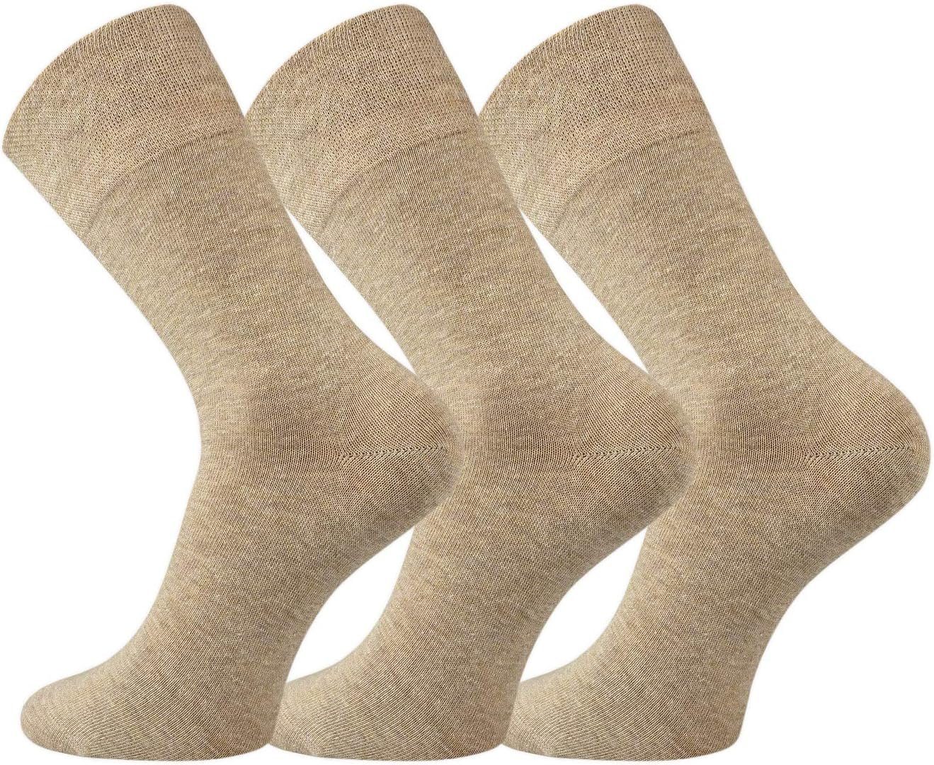 FussFreunde Basicsocken 6 Paar Baumwoll-Socken mit breitem Komfort Piqué-Bund Camel