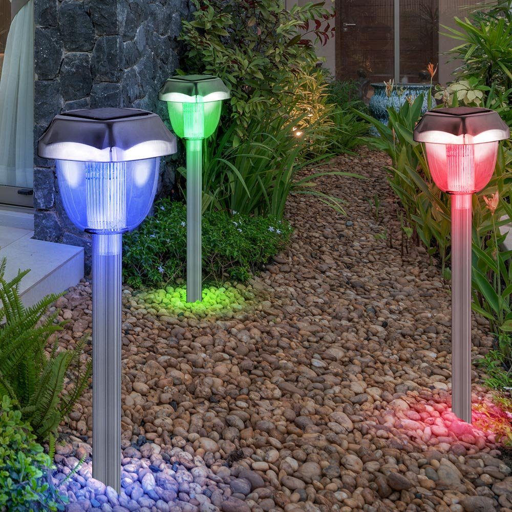 Set LED-Leuchtmittel Erdspieß Gartenleuchte, Steck Lampen verbaut, etc-shop Kugel Solar Balkon Außen 5er Leuchten LED fest LED