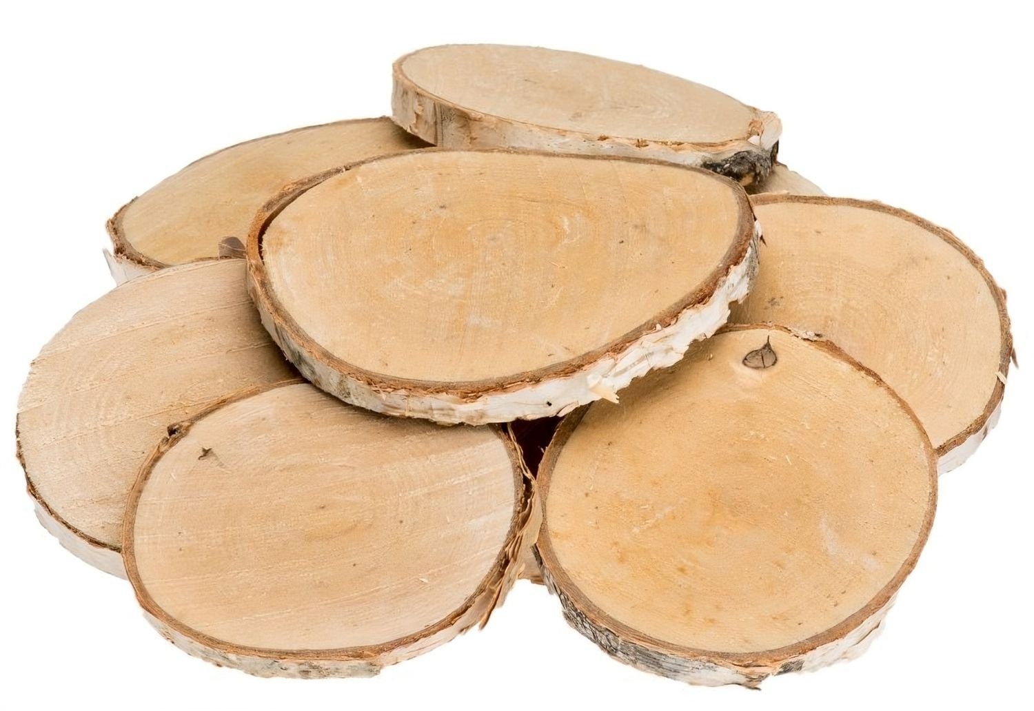 NaDeco Bastelnaturmaterial Birkenscheiben rund Ø ca. 7-8cm 10 Stück