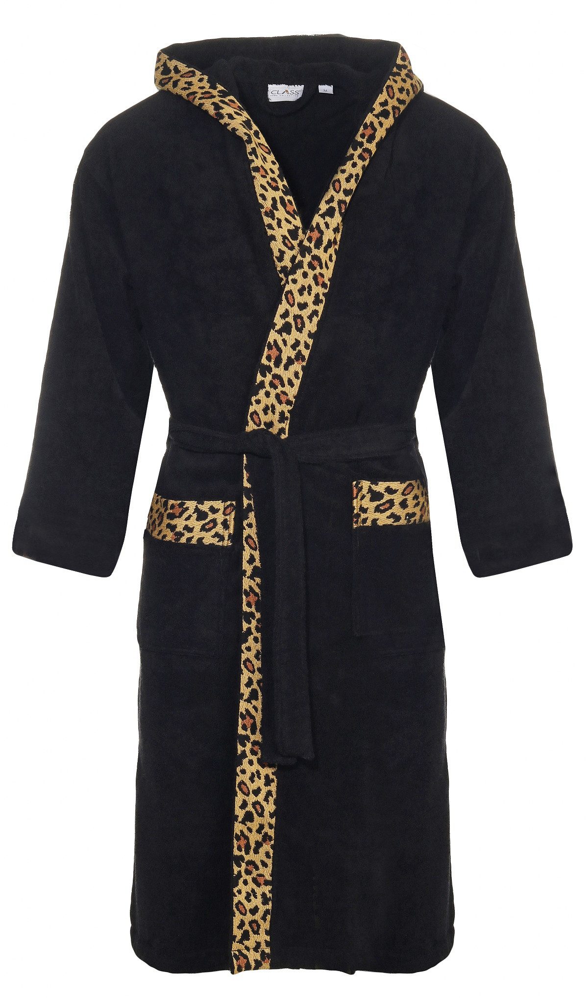 CLASS HOME COLLECTION Unisex-Bademantel Baumwoll-Frottee Morgenmantel Leopard/Zebra Muster für Damen & Herren, klassisch, 100% Baumwolle, Kapuze