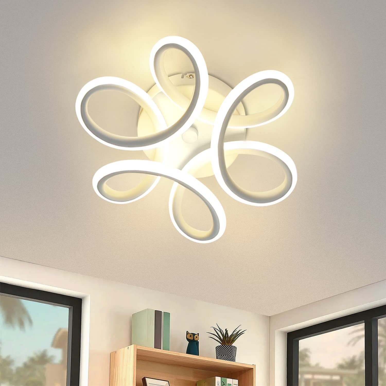 ZMH LED Deckenleuchte Geometrie Design Lampe Modern Schlafzimmer  Whonzimmer, LED fest integriert, Warmweiß, Weiß