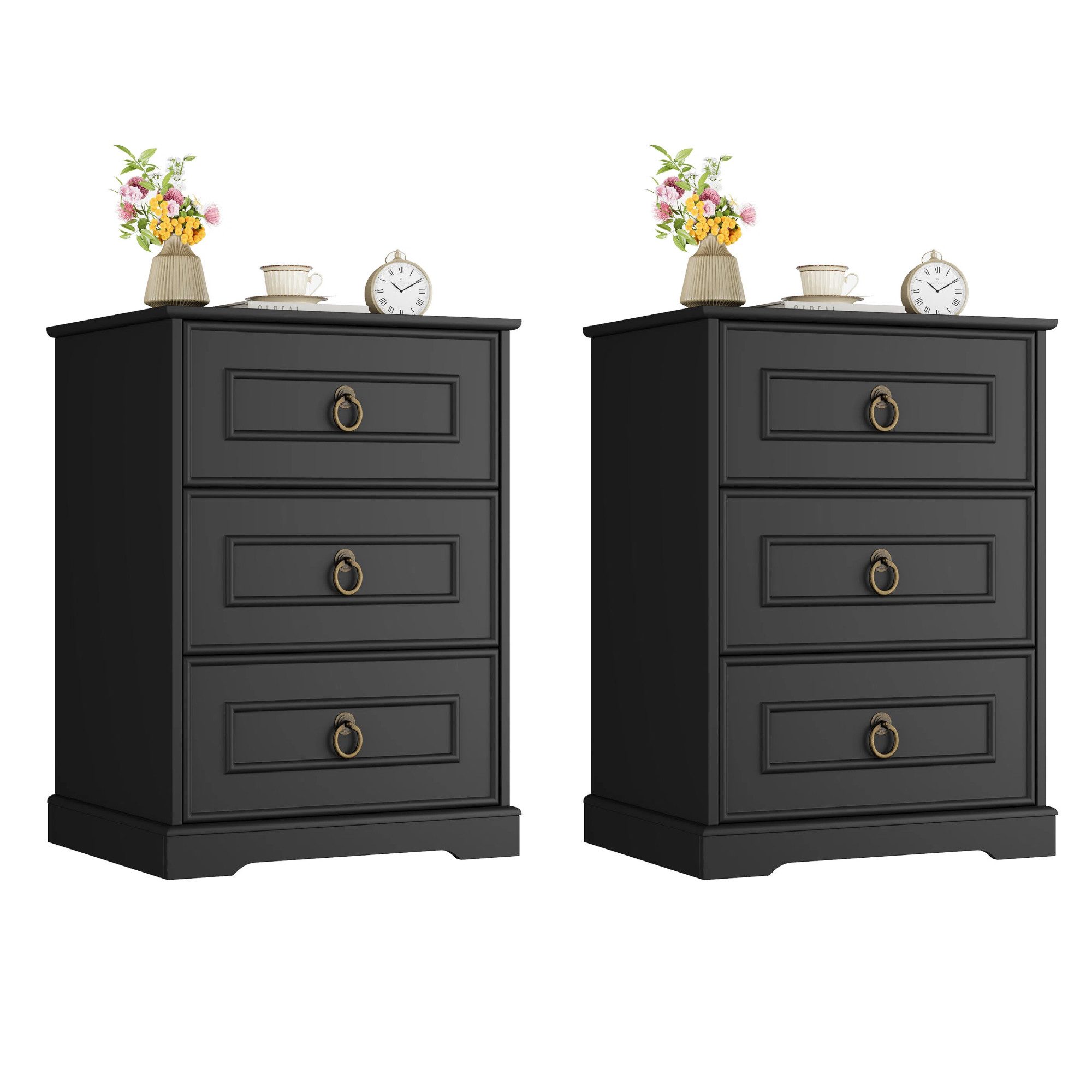 Homfa Nachttisch Nachtschrank Nachtkommode Nachtkonsole (2-St)