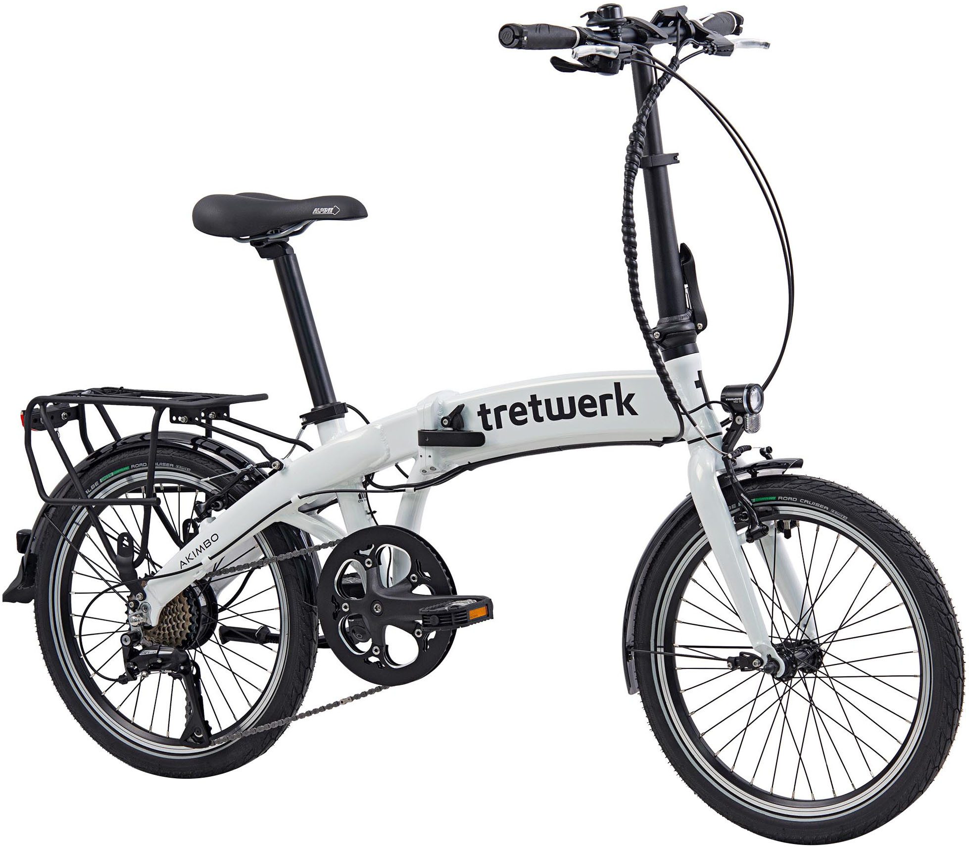 Tretwerk E-Bike Faltrad Akimbo, 8 Gang Shimano Acera M3020 SGS Schaltwerk, Kettenschaltung, Heckmotor, 360 Wh, Pedelec, Elektrofahrrad für Damen u. Herren