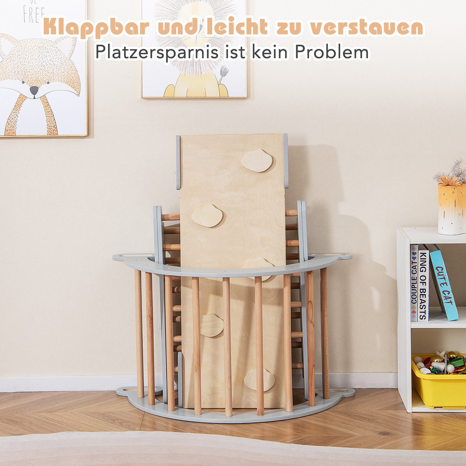 COSTWAY Klettergerüst, 4 in 1 Kletterbogen mit Rampe, Tragfähigkeit von 50kg