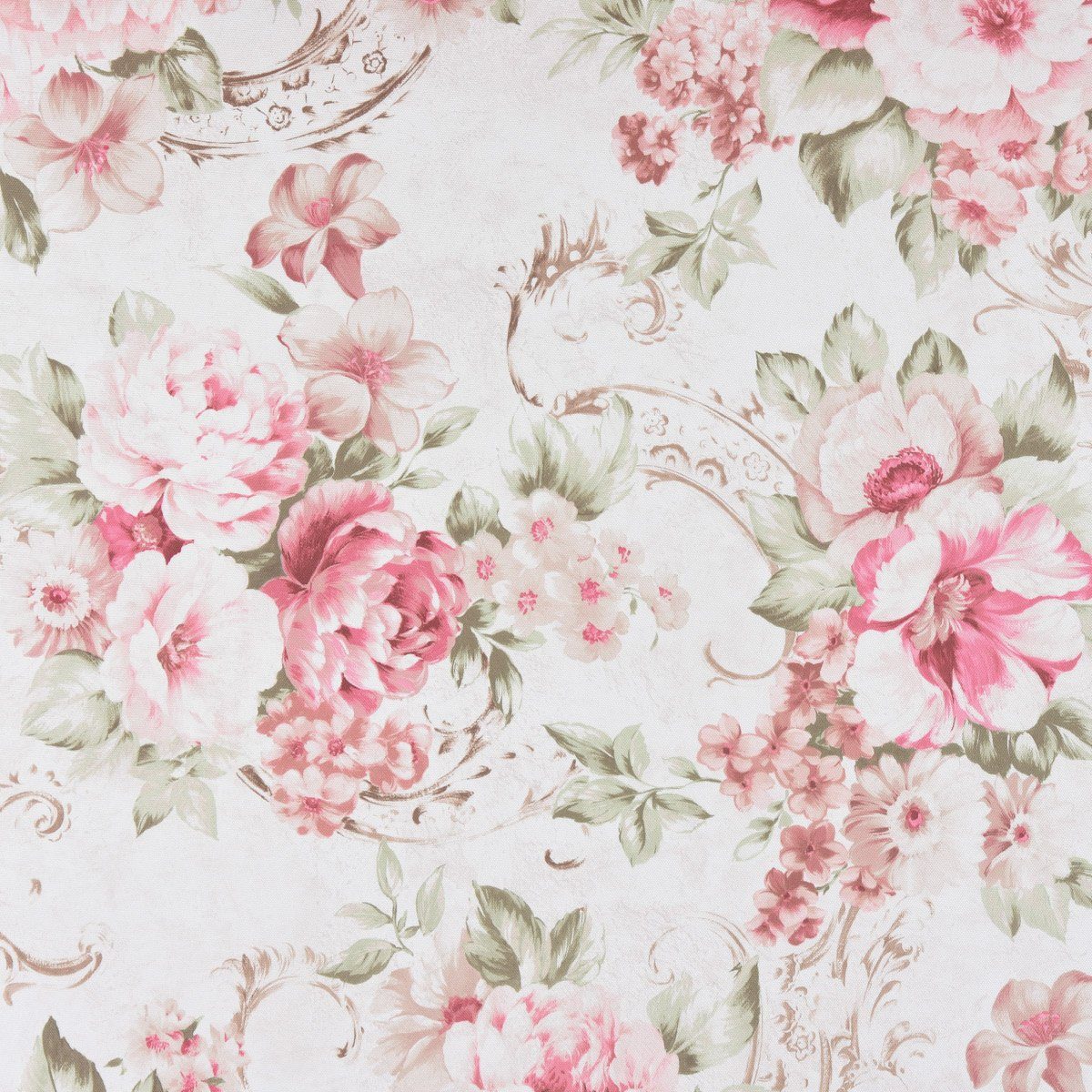 SCHÖNER LEBEN. Tischdecke SCHÖNER LEBEN. Tischdecke Pfingstrosen Blüten Ornamente creme rosa pi, handmade