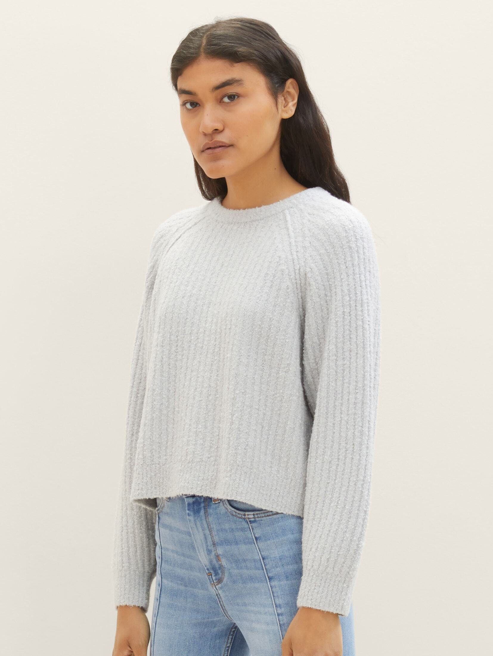 TOM TAILOR Denim Strickpullover Pullover mit Raglanärmeln basic light grey