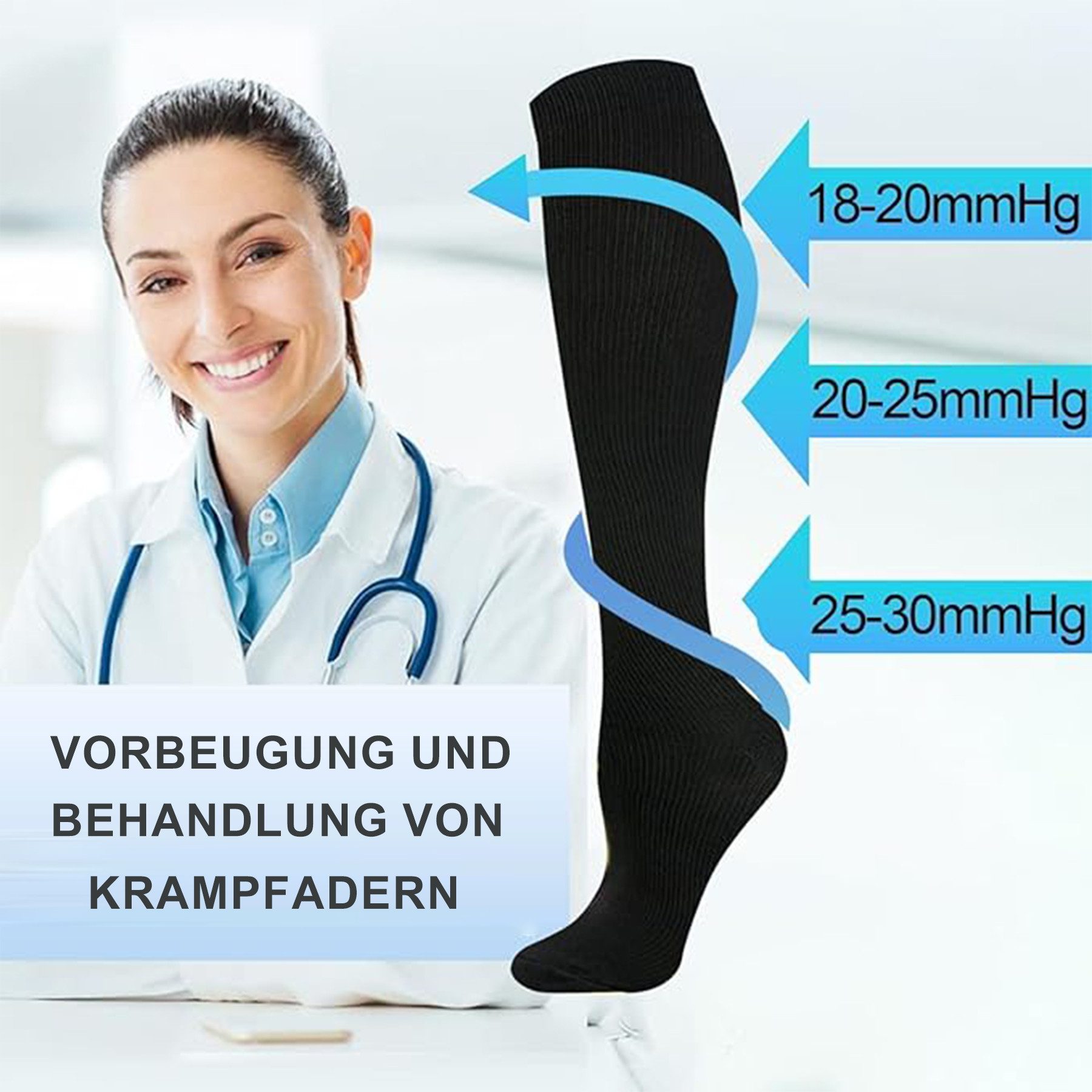 Mutig Kompressionsstrümpfe 6 Paar Kompressionsstrümpfe 18-30mmHg,Stützstrümpfe für Damen & Herren (für Flug, Sport, Laufen, Radsport, Krankenschwester,Schwangerschaft, 6 Paar Medizinstrümpfe für Krankenschwestern auf Flugreisen) Bunte Stützstrümpfe, Abgestufte Kompression, Hoher Tragekomfort