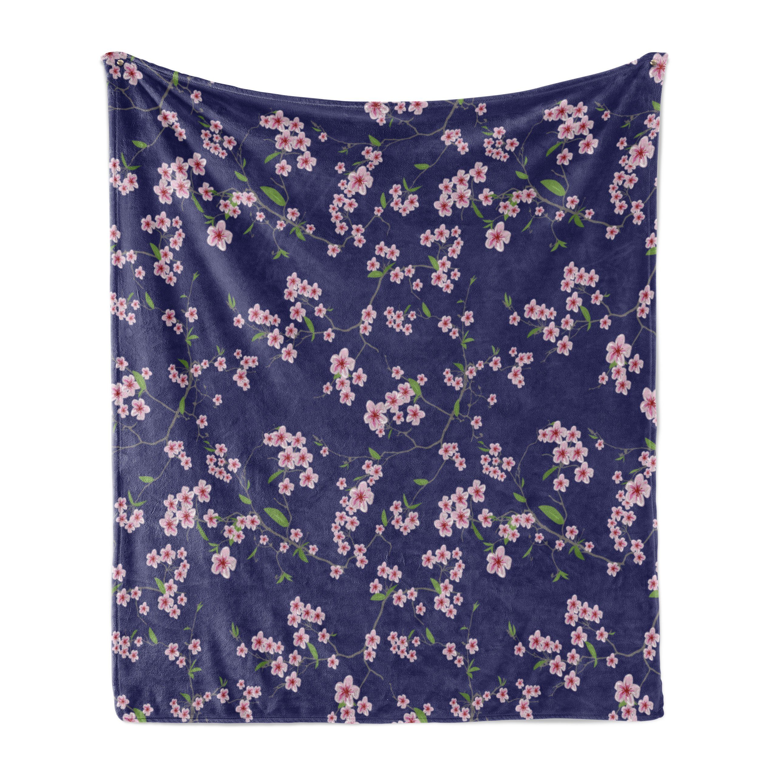 Plüsch Blush Wohndecke den Navy Gemütlicher Abakuhaus, für Außenbereich, Sakura-Blüten und und Innen-