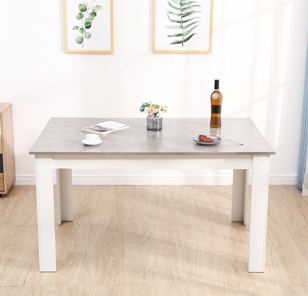 Mondeer Esstisch Esszimmertisch, 138 x 90 x 75cm, Eiche und Weiß Weiß&Grau