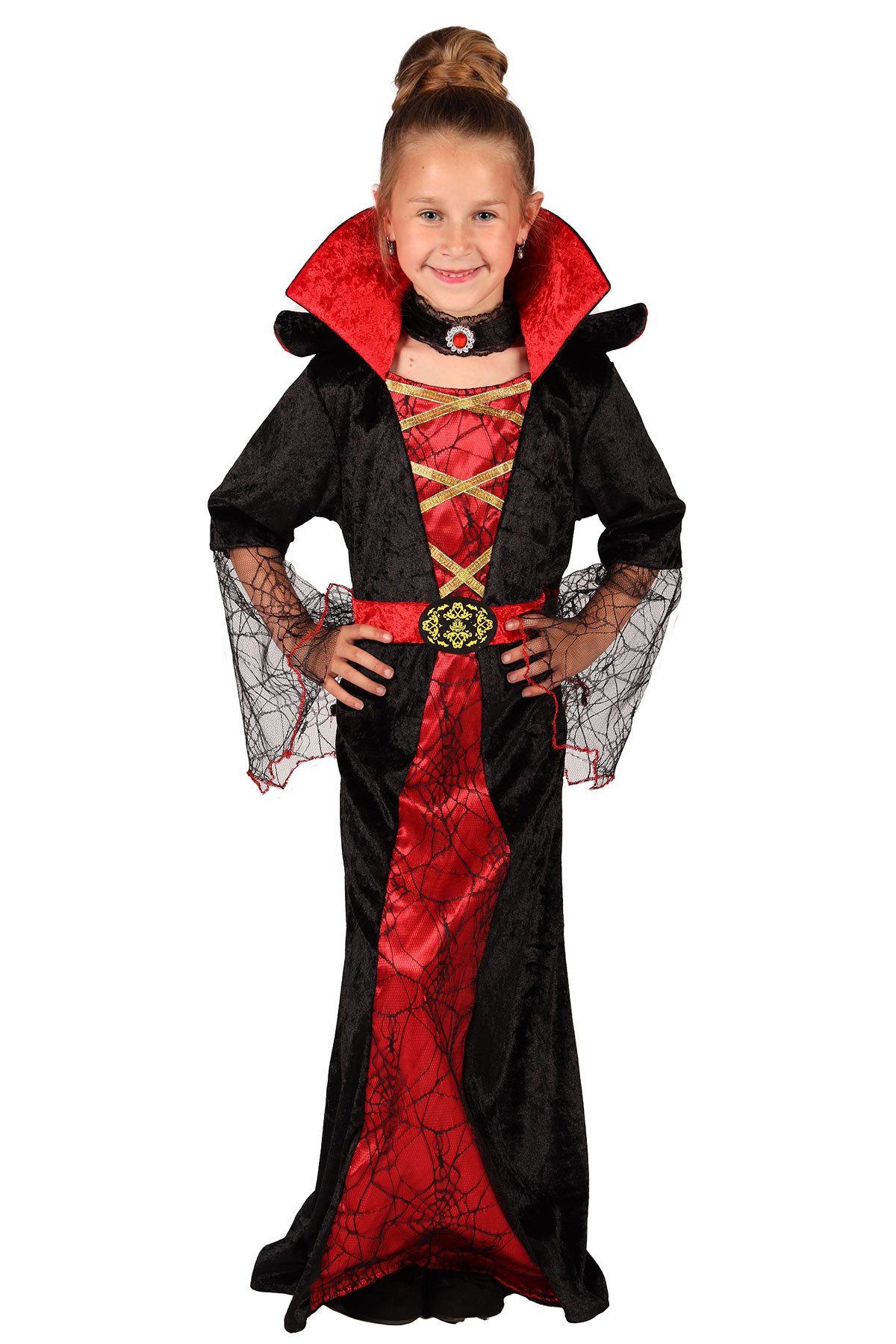 thetru Hexen-Kostüm 'Draculina' für Mädchen, Langes Kleid mit Halsban