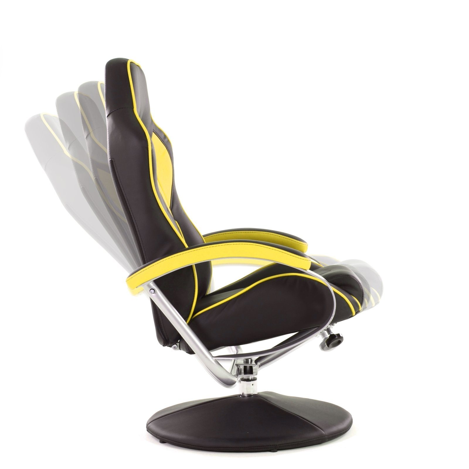 Kunstleder, Sessel-Set & Gaming-Stuhl Raburg Farben, DRIFT Soft-Touch mit verschiedene Relaxfunktion SCHWARZ-GELB mit Hocker in Sport