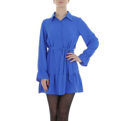 Ital-Design Minikleid Damen Party & Clubwear (85764931) Volants Chiffon Crinkle-Optik Blusenkleid in Blau