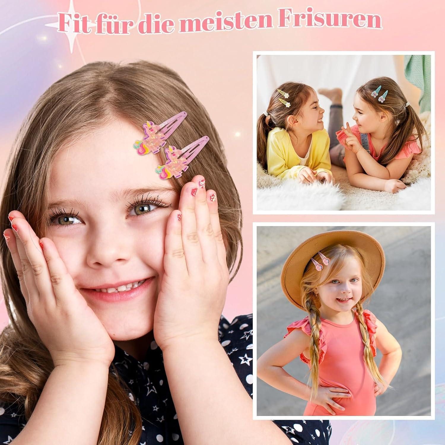 LuxusKollektion Haarspange 16 Stück Mädchen Glitzer Haarspangen Unicorn Meerjungfrau Blumen