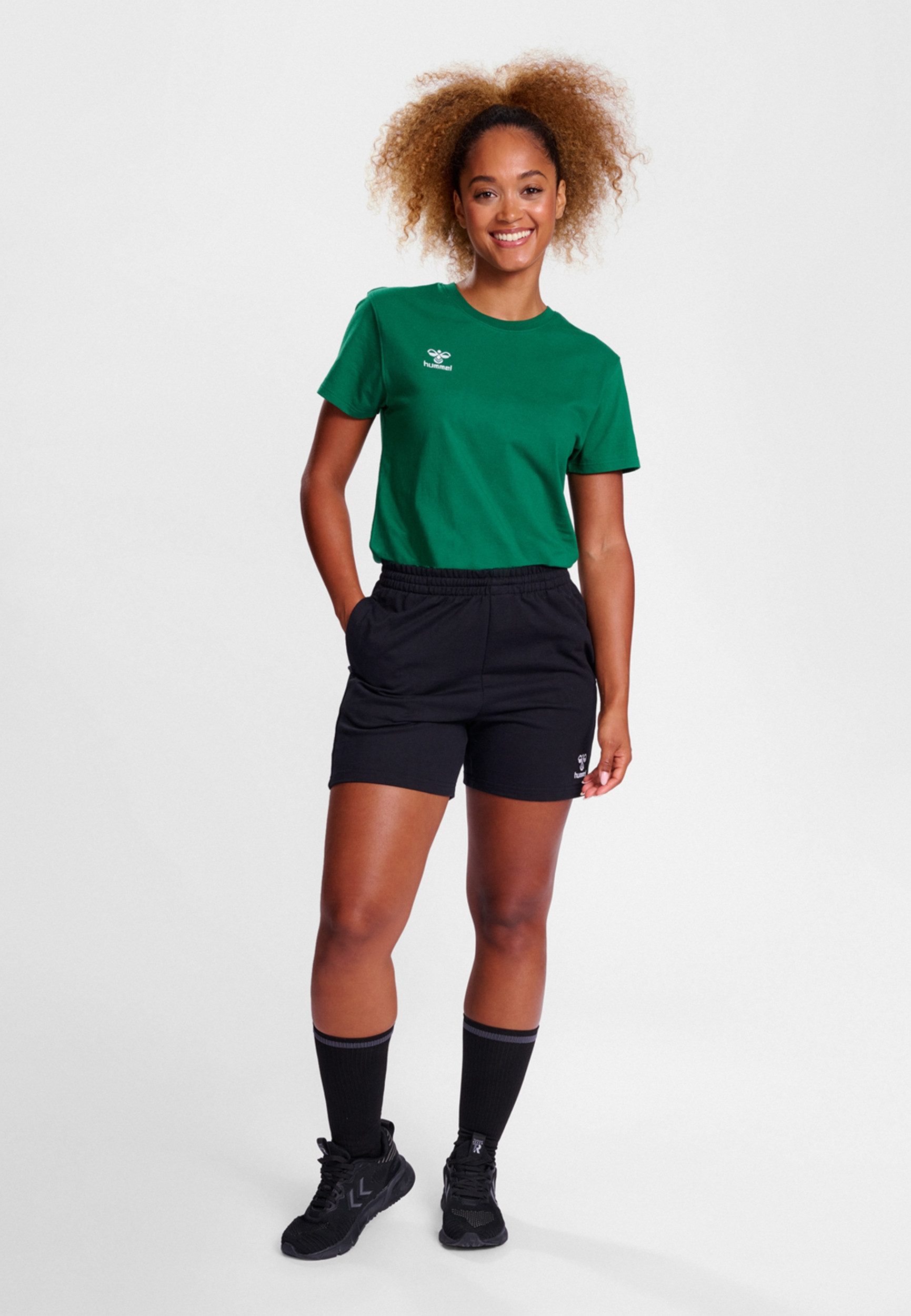 hummel T-Shirt Rundhalsausschnitt gesticktes Logo Regular günstig online kaufen