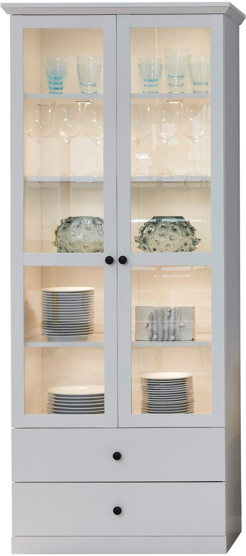 Home affaire Vitrine Örebro Vitrine mit 2 Türen, 2 Schubkasten & Soft-Close - (B/T/H) 81/41/196 cm
