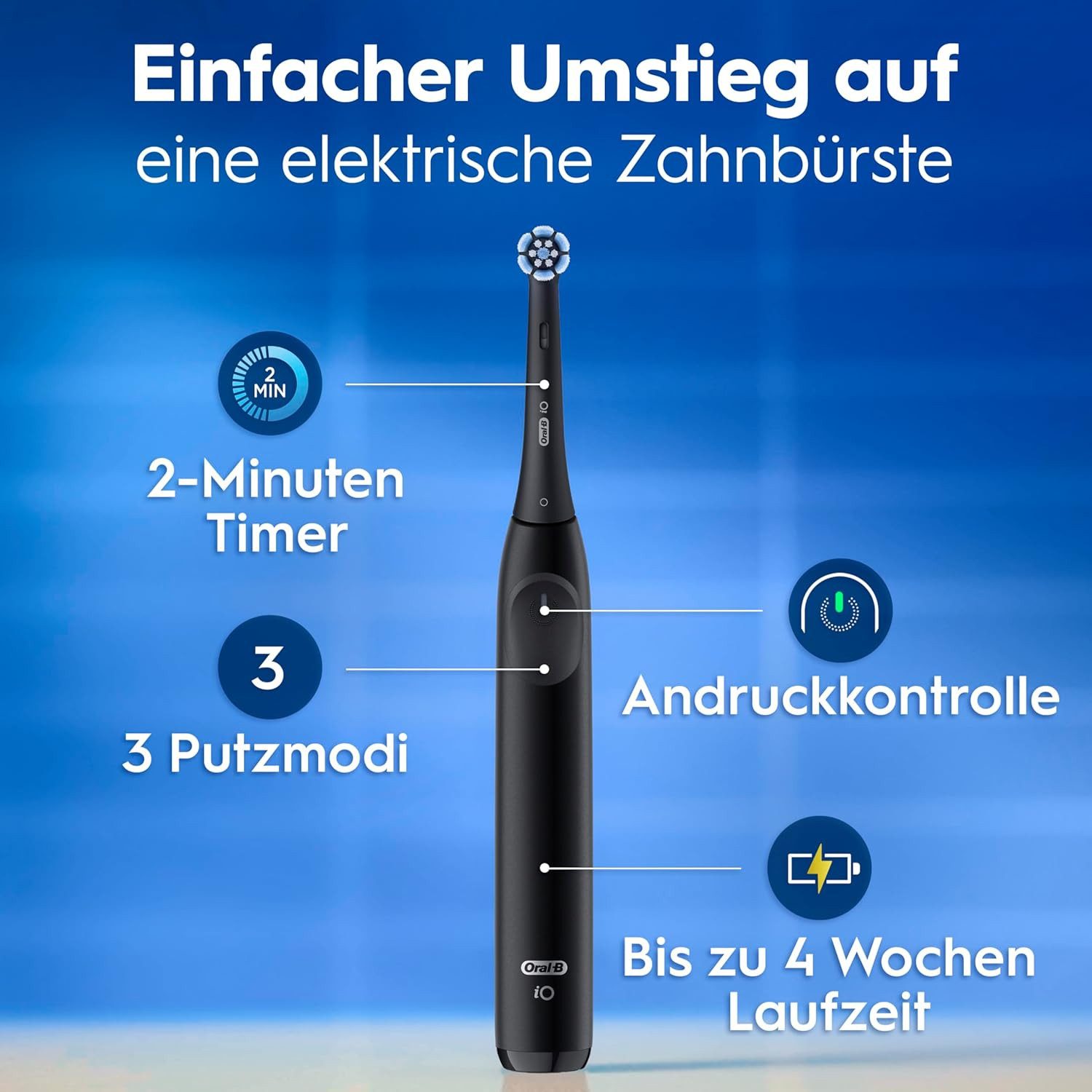 Oral-B Elektrische Zahnbürste Oral-B iO Series 2 Elektrische Zahnbürste 1 Aufsteckbürste Schwarz