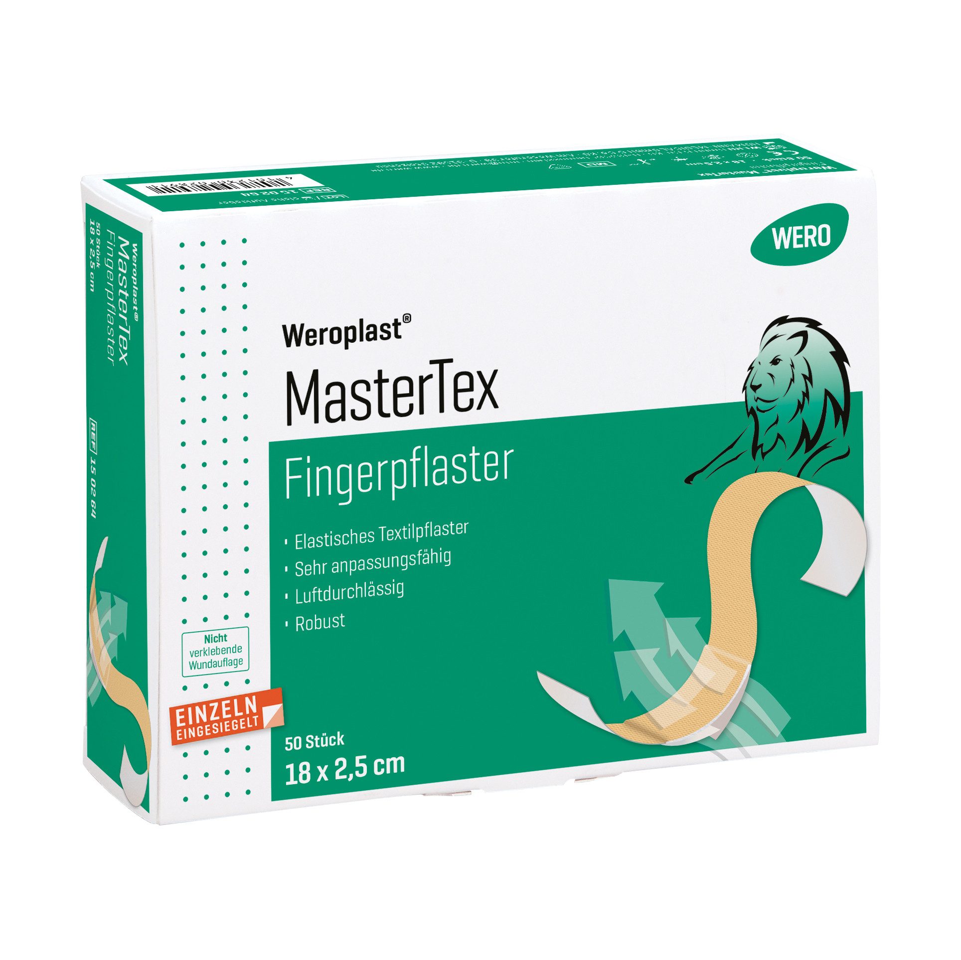 Weroplast® Wundpflaster MasterTex Fingerpflaster - textilen Gewebe & angenehmes Tragegefühl (50 St), Fingerpflaster