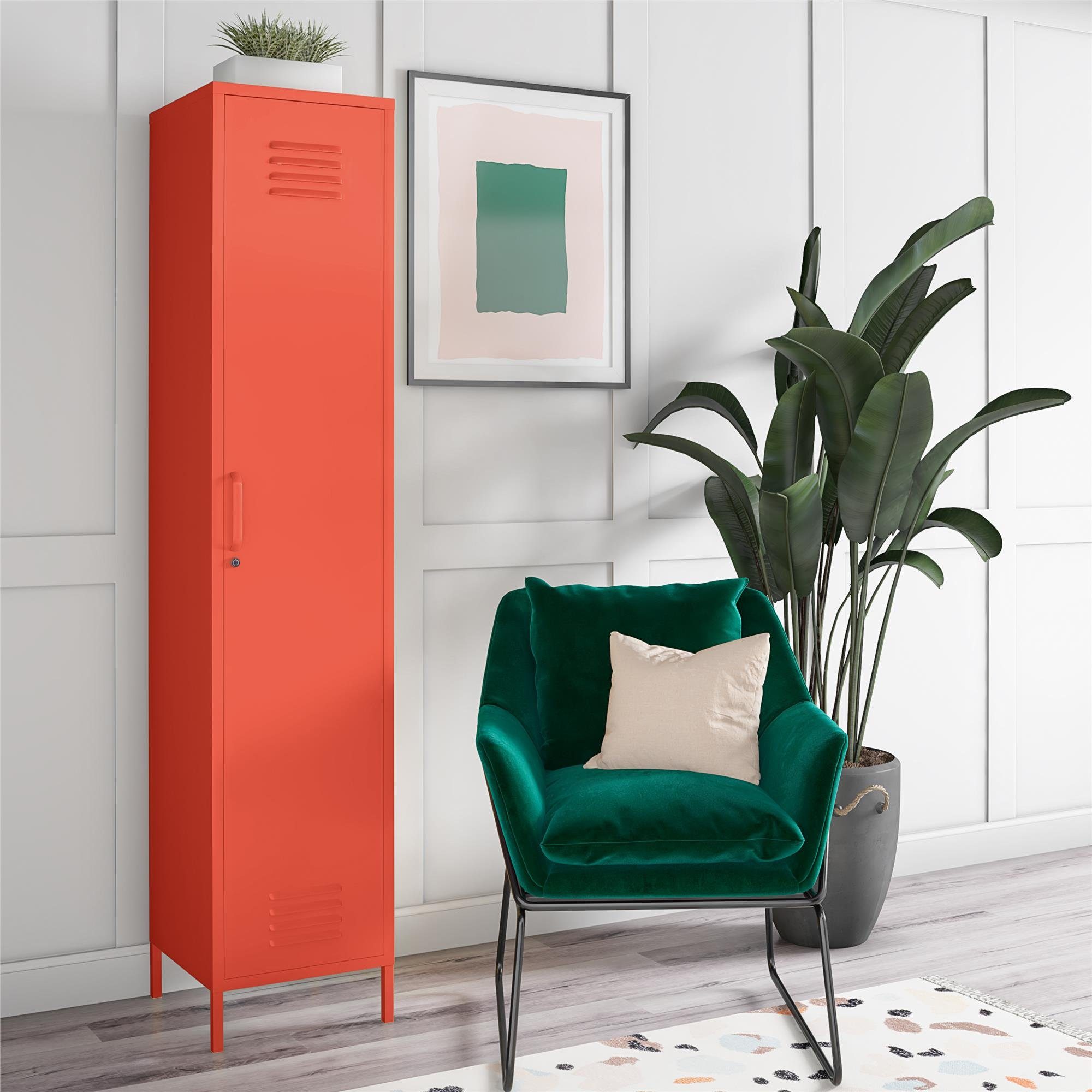 185 Spind Design, Cache orange Retro 1 Höhe cm Metallschrank, Tür, loft24
