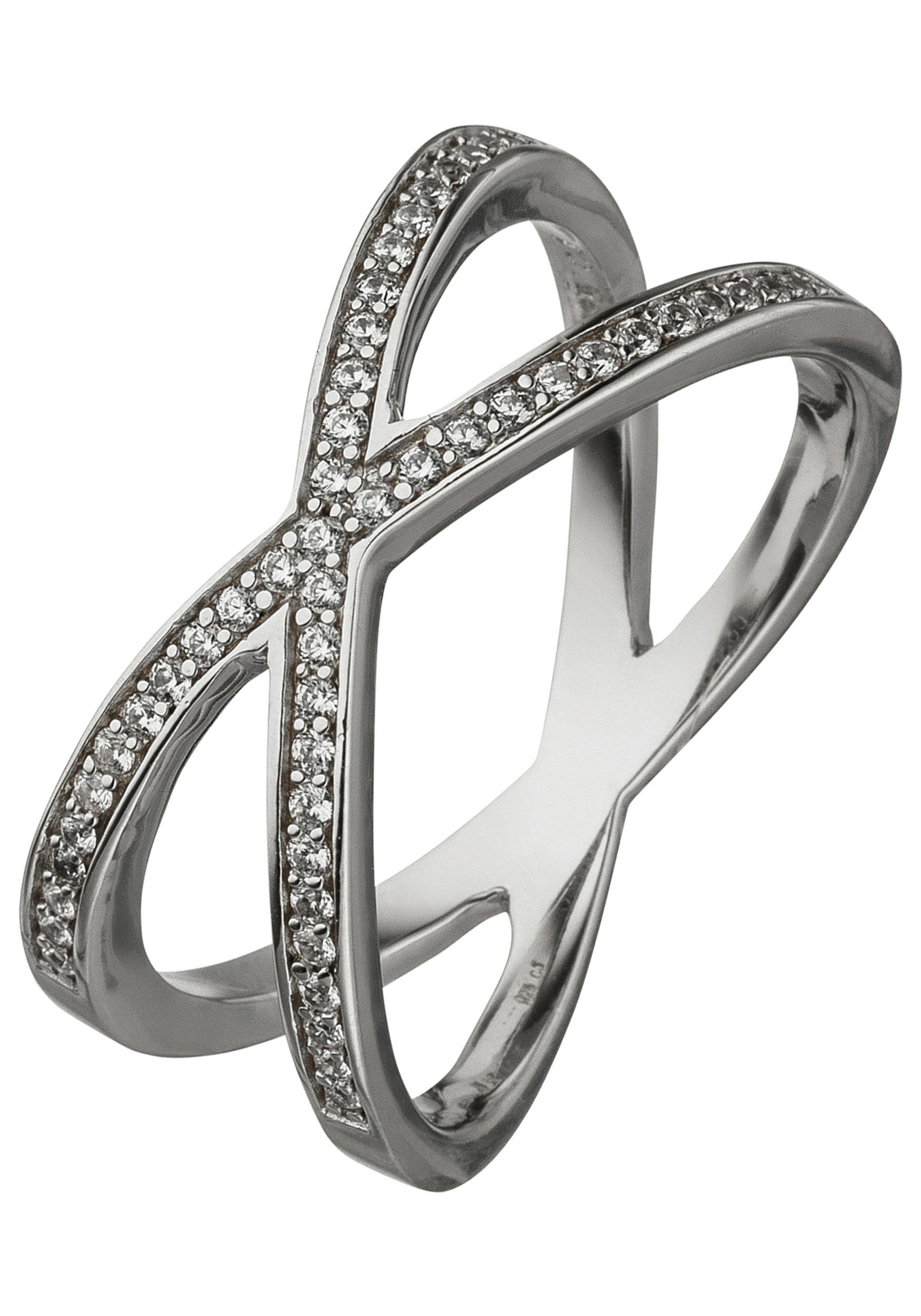 Berühmte Marken JOBO Fingerring X-Ring, 925 mit Zirkonia Silber 49