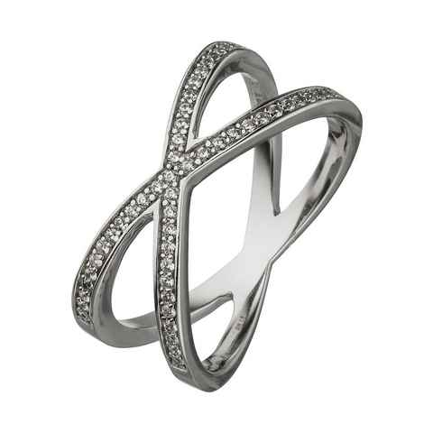 JOBO Fingerring X-Ring, 925 Silber mit 49 Zirkonia