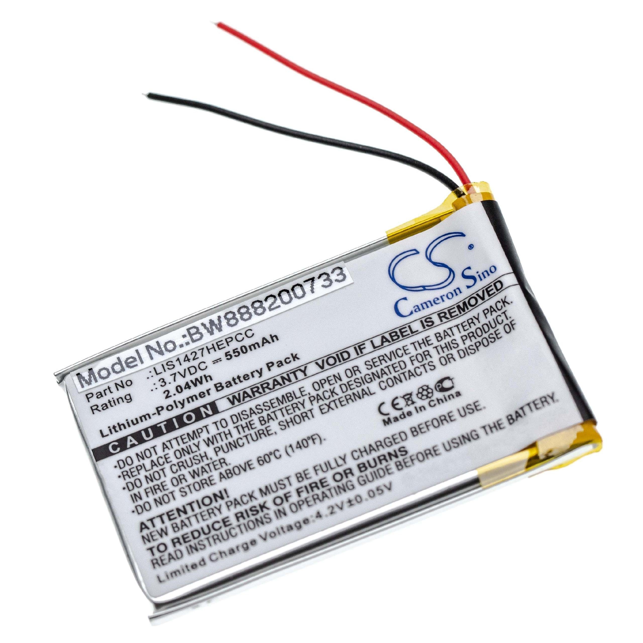 LIS1427HNPCS Sony Li-Polymer 550 (3,7 V) Ersatz für mAh für vhbw LIS1427NHPCC, Akku