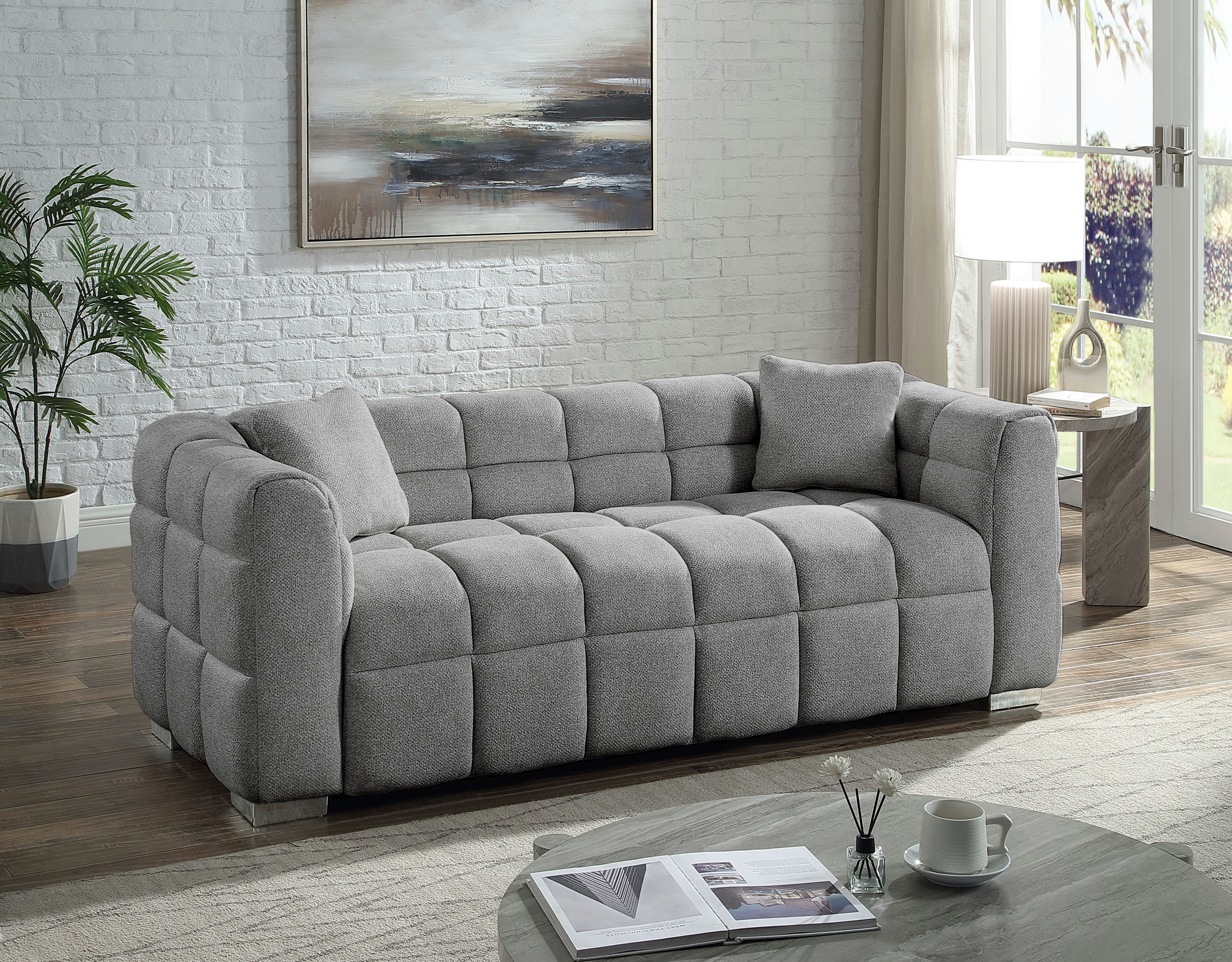 OTTO home Big-Sofa Thor Design-Sofa mit Steppung, Bubble-Optik, B:190cm, "Bubble"-3D Optik Sofa mit Taschenfederkern, inkl. Zierkissen