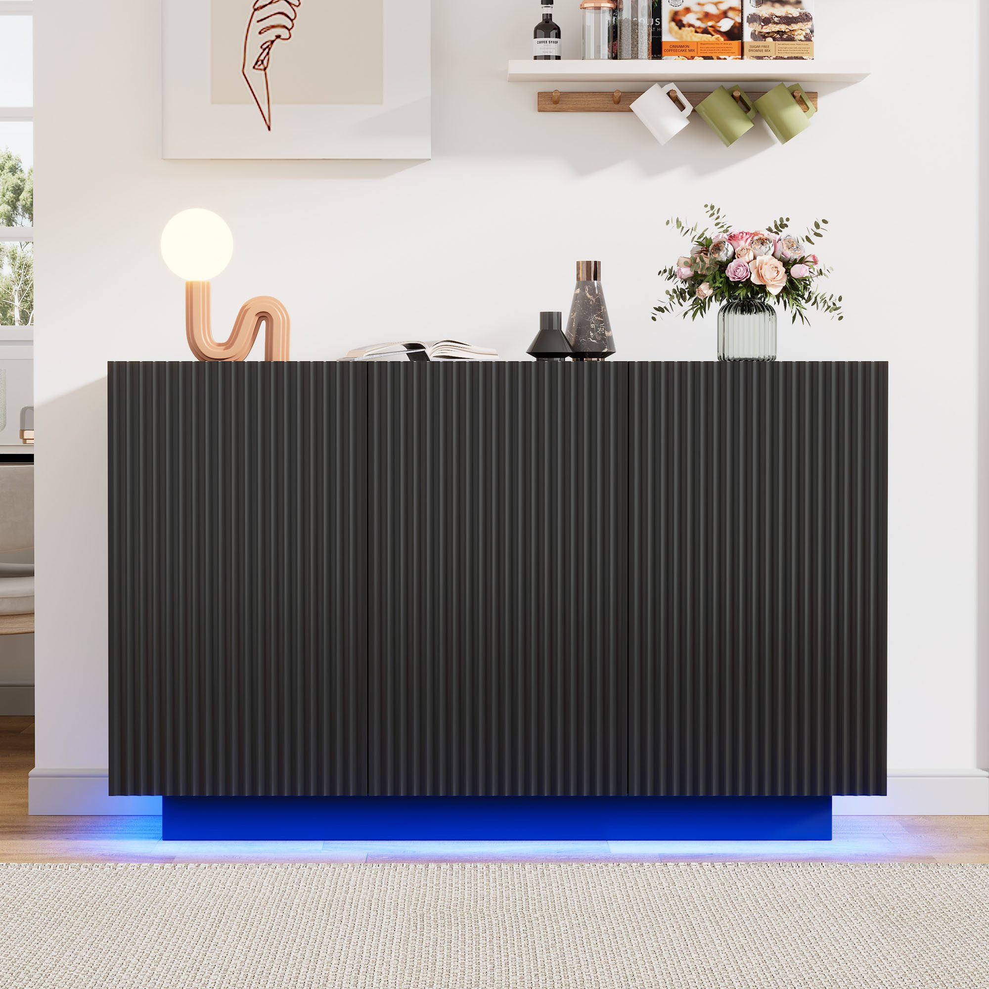MODFU Sideboard mit LED-Beleuchtung und Grifflosen günstig online kaufen