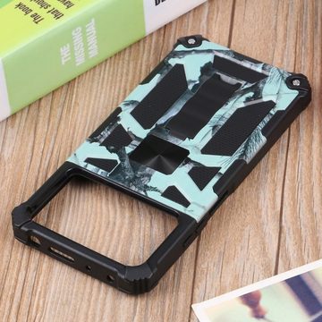 Wigento Handyhülle Für Xiaomi POCO X4 Pro 5G Camouflage Shockproof Armor TPU Schutz Tasche Hülle Cover Mint Grün