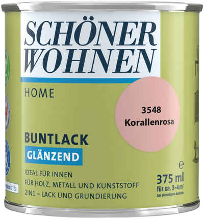 SCHÖNER WOHNEN FARBE Lack Home, 375 ml, korallenrosa, glänzend, ideal für innen, 2in1-Lack