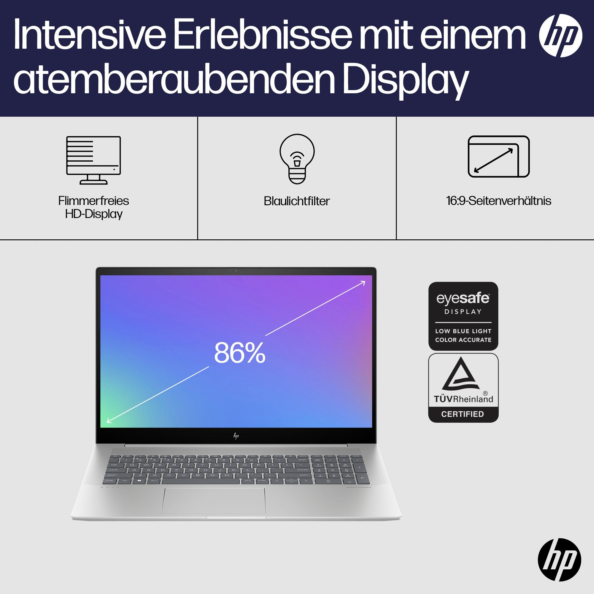 Notebook HP Envy Zoll, Xe (43,9 SSD) GB 13700H, cm/17,3 Intel 512 Iris 17-cw0072ng i7 Graphics, Core