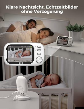 GOOLOO Babyphone Babyphone mit Kamera 3.5 Zoll Video-Babyphone LCD babyfon 8 Schlaflied, Schreierkennung, Zwei-Wege-Interkom, Eingebaute 8 rockige blaue Lieder