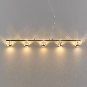 Lucande LED-Hängeleuchte Kilio, LED-Leuchtmittel fest verbaut, warmweiß, Modern, Stahl, Glas, gold, klar, 5 flammig, inkl. Leuchtmittel