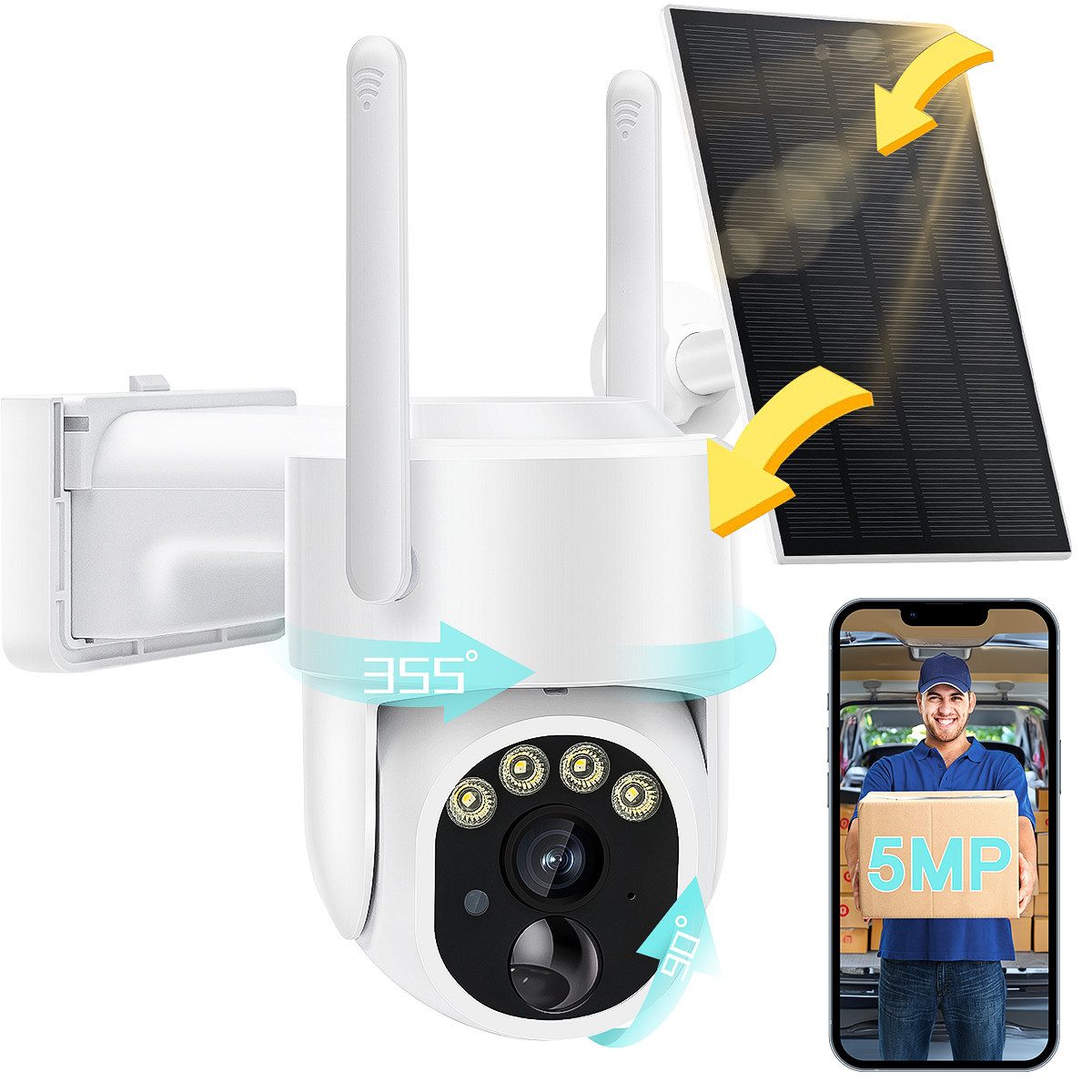 Überwachungskamera 3MP Überwachungskamera Aussen WLAN, 2,4GHz WiFi PTZ IP Kamera Outdoor