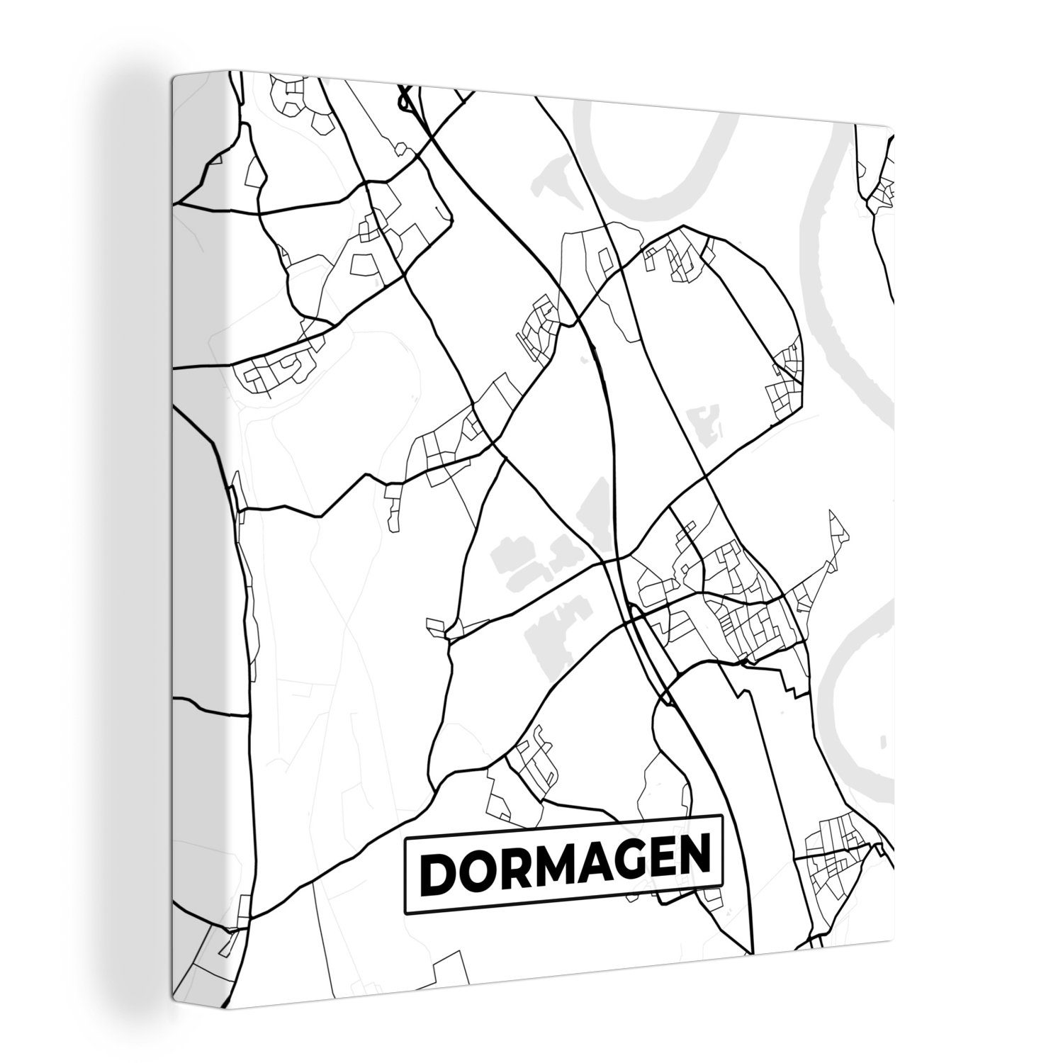 Dormagen Stadtplan für OneMillionCanvasses® St), Wohnzimmer Leinwand Bilder - - (1 Straßenkarte, Leinwandbild Schlafzimmer