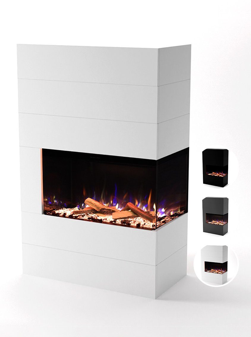 GLOW FIRE Elektrokamin LED E-Motion 3D - Portia, täuschend echte Flamme mit Heizung, 3 Dekorationen