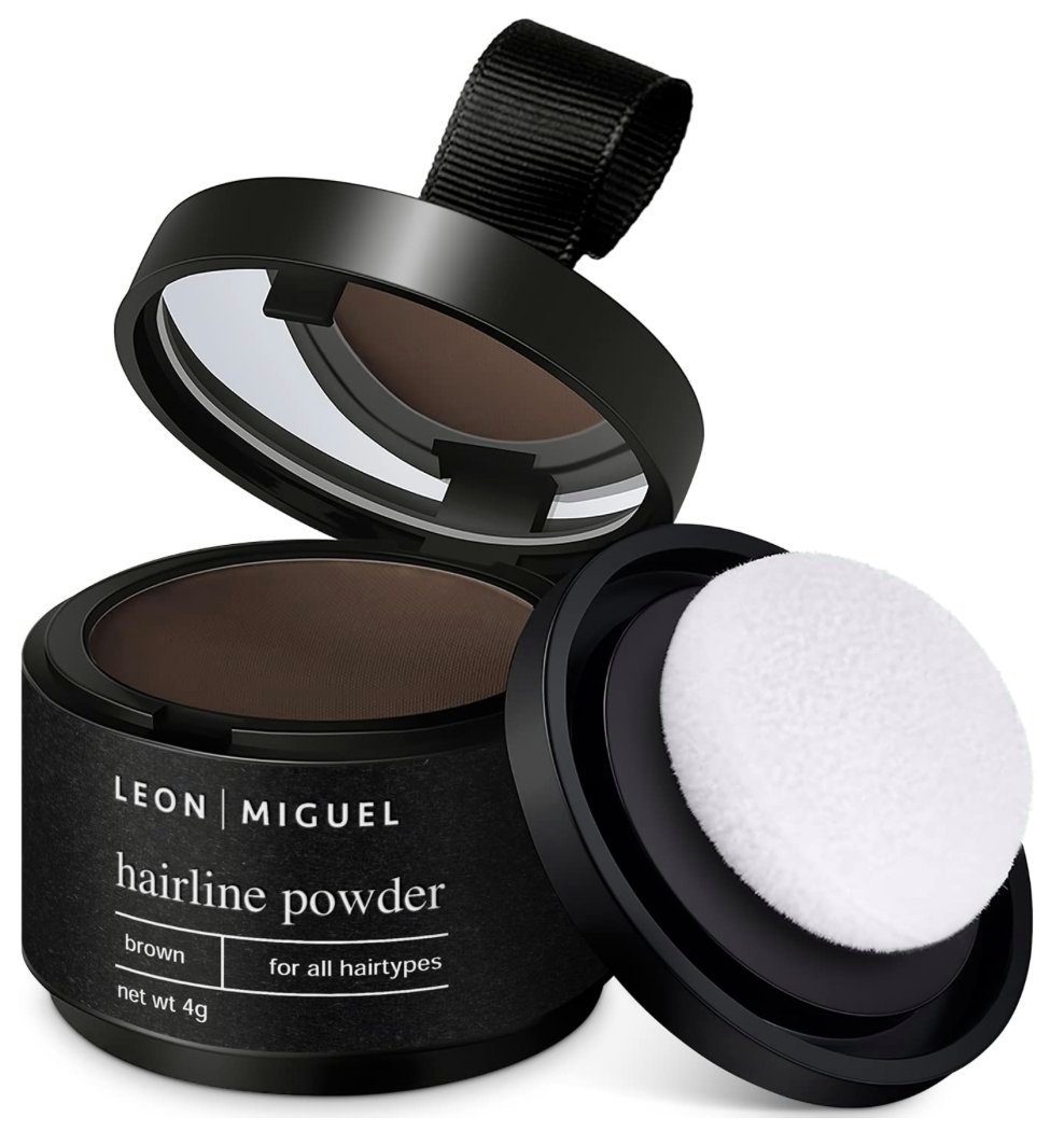 Haar Leon - Hairline Powder Concealer Braun - kaschieren Rückstände Ohne Miguel Ansatz 4g, Haaransatz-Farbpuder zum