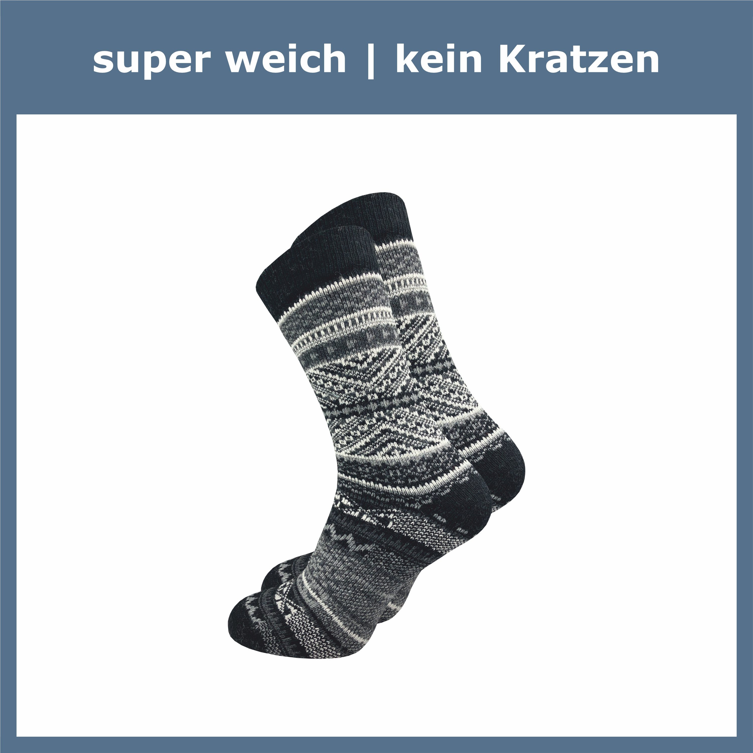 GAWILO Norwegersocken für Damen mit Wolle im skandinavischen Look (2 Paar) Extra warm & weich - Komfortbund ohne Gummidruck