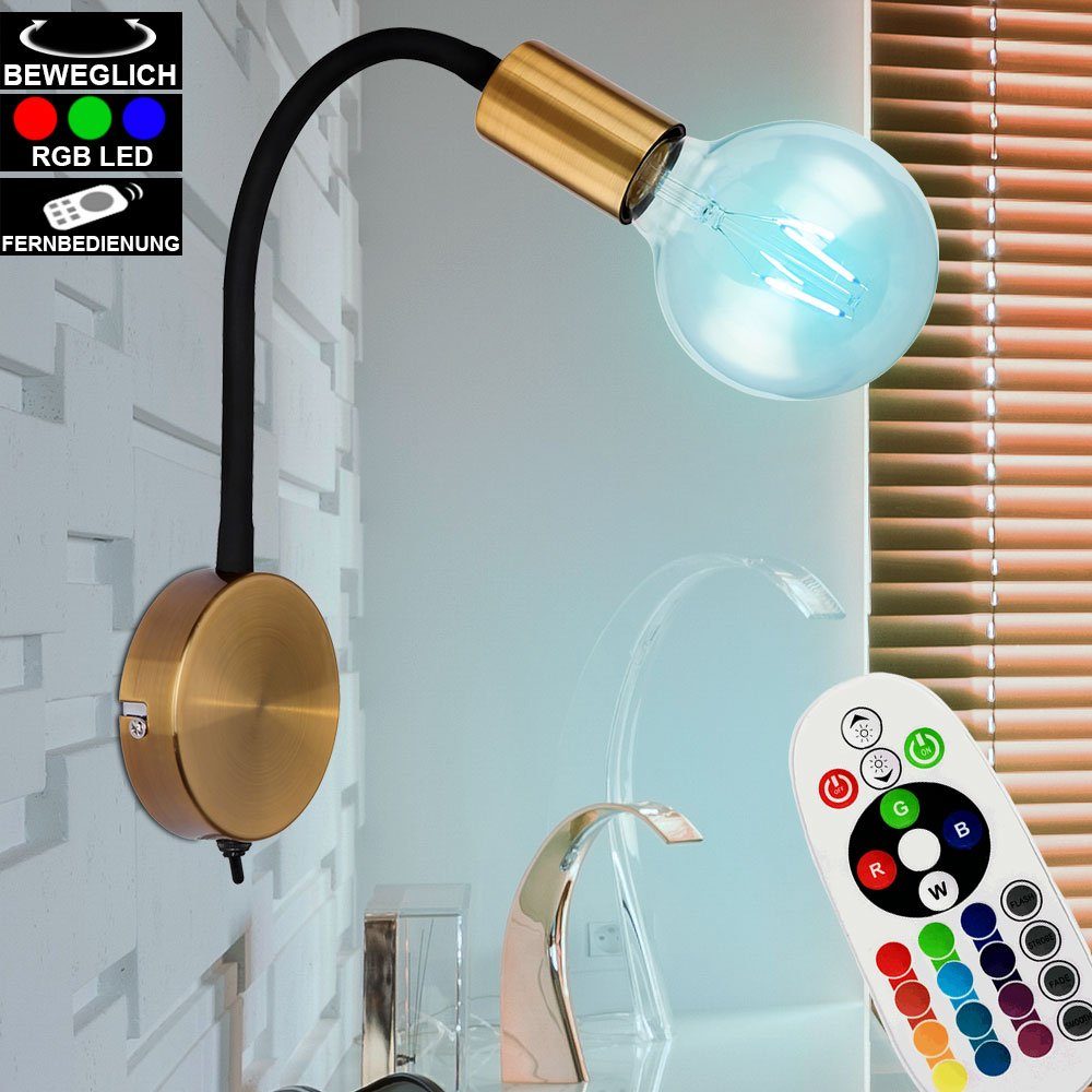 etc-shop LED Wandleuchte, Leuchtmittel inklusive, Warmweiß, Farbwechsel, RETRO Wand Lampe Lese Schlaf Zimmer FLEXO Leuchte beweglich im Set