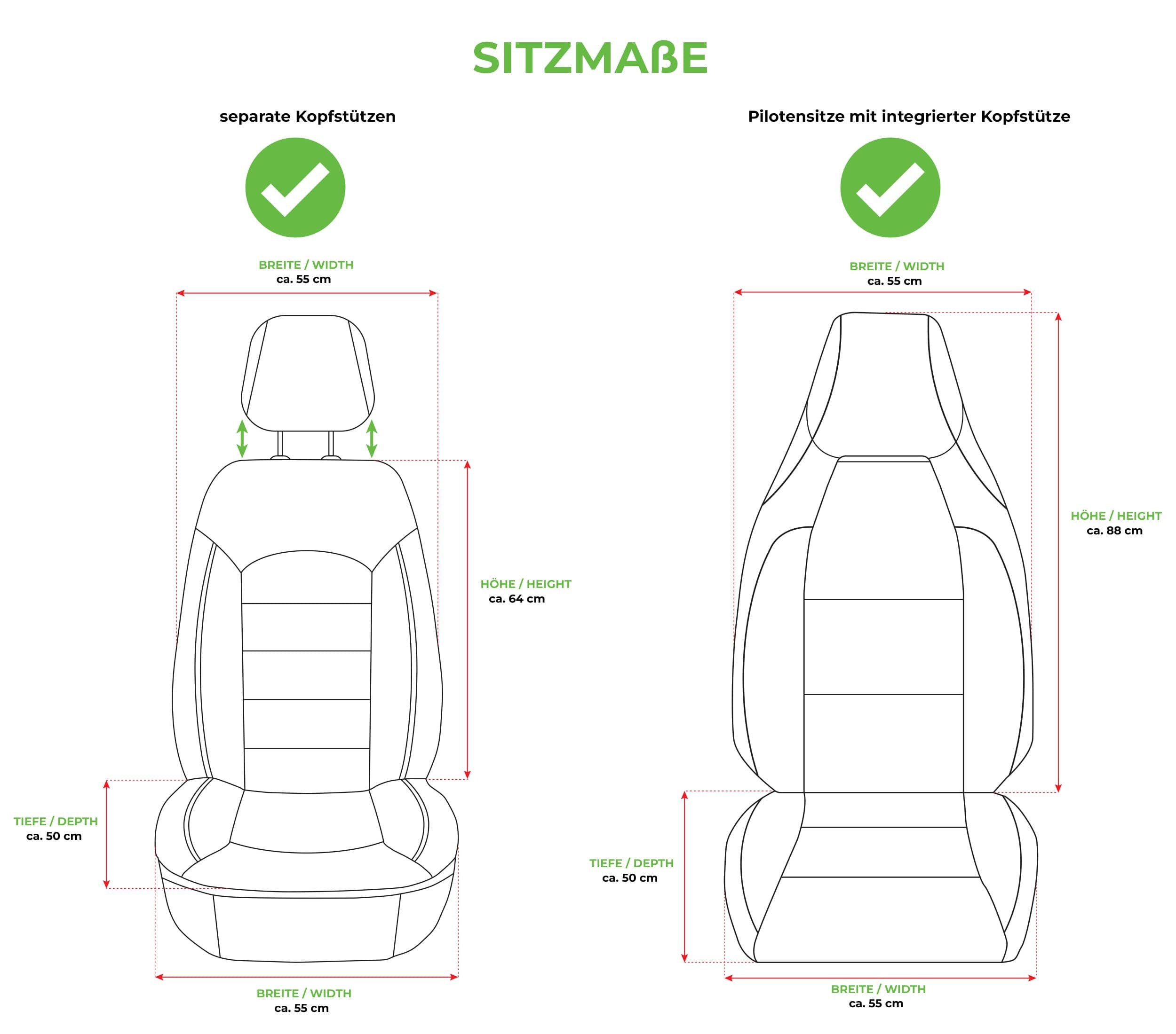 BREMER SITZBEZÜGE Autositzbezug für Skoda Octavia 3 Typ 5E Bj 2013-20 (C13), Set, Schonbezüge Sitzbezüge Fahrer und Beifahrer, in Schwarz/Olivgrün
