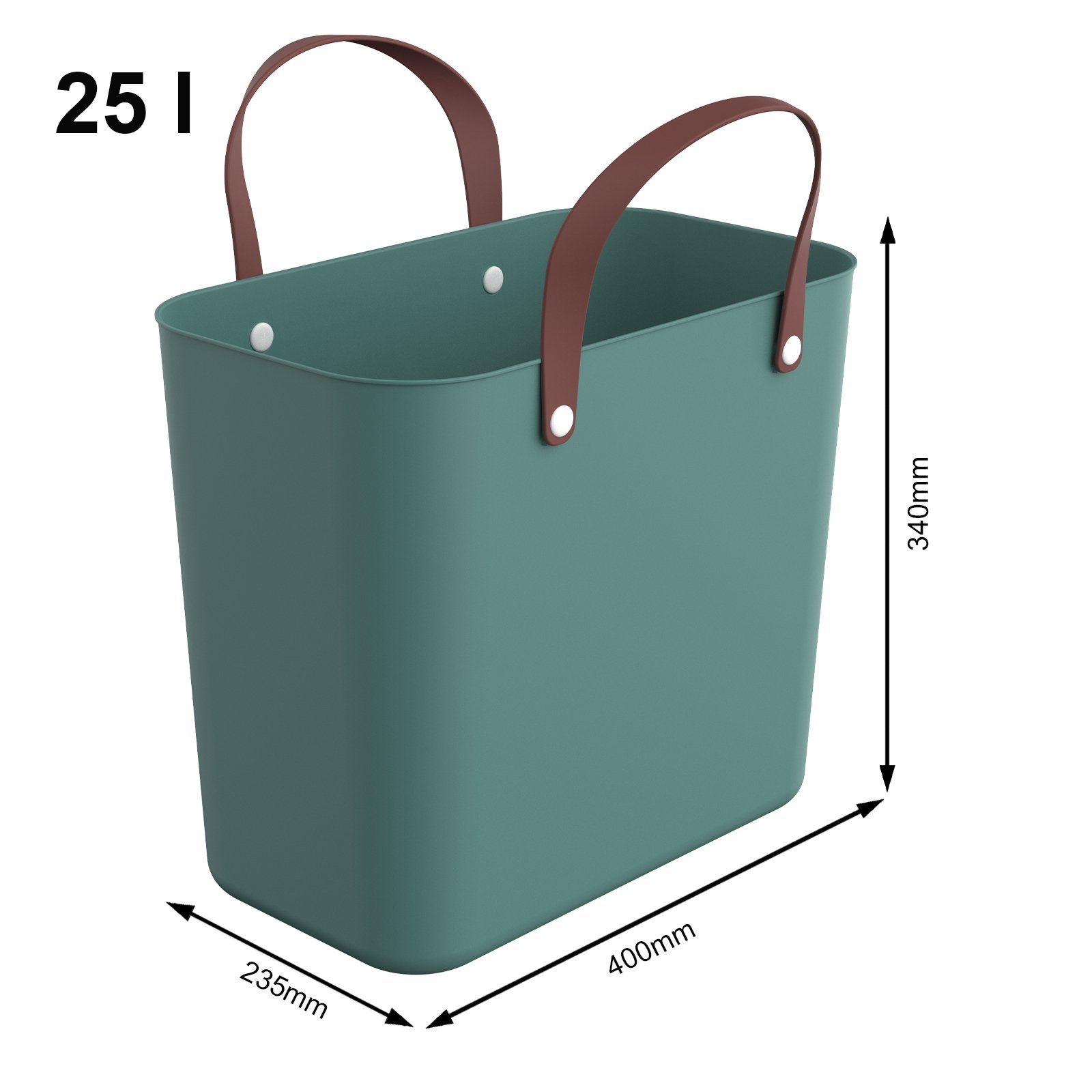Einkaufskorb Albula Kunststoff (PP ROTHO 25l, Einkaufskorb l recycelt), 2er-Set Dunkelgrün 25